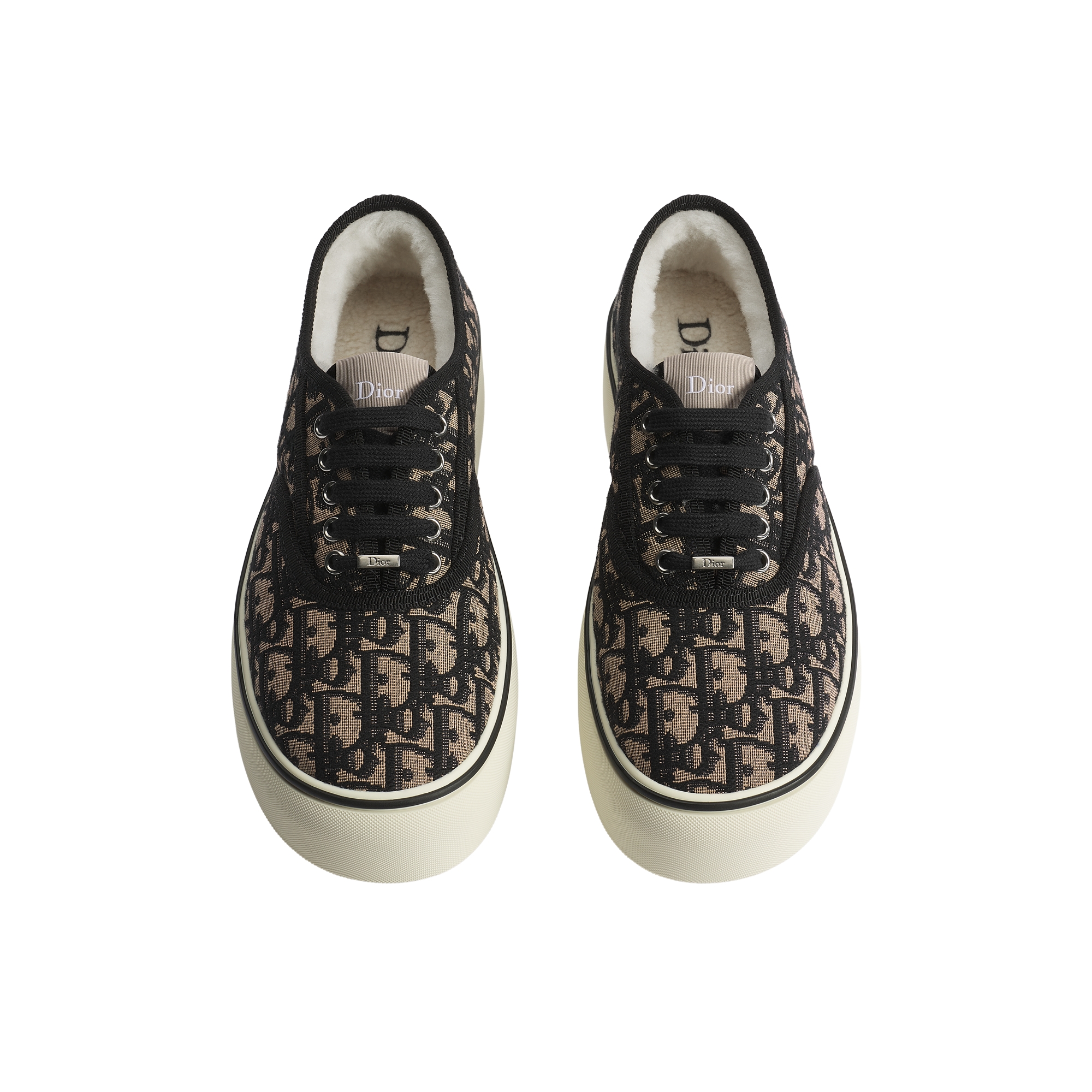 DiorAlps Dior Saltwind Platform Sneaker Beige and Black Dior Oblique Embroidered Cotton E06
