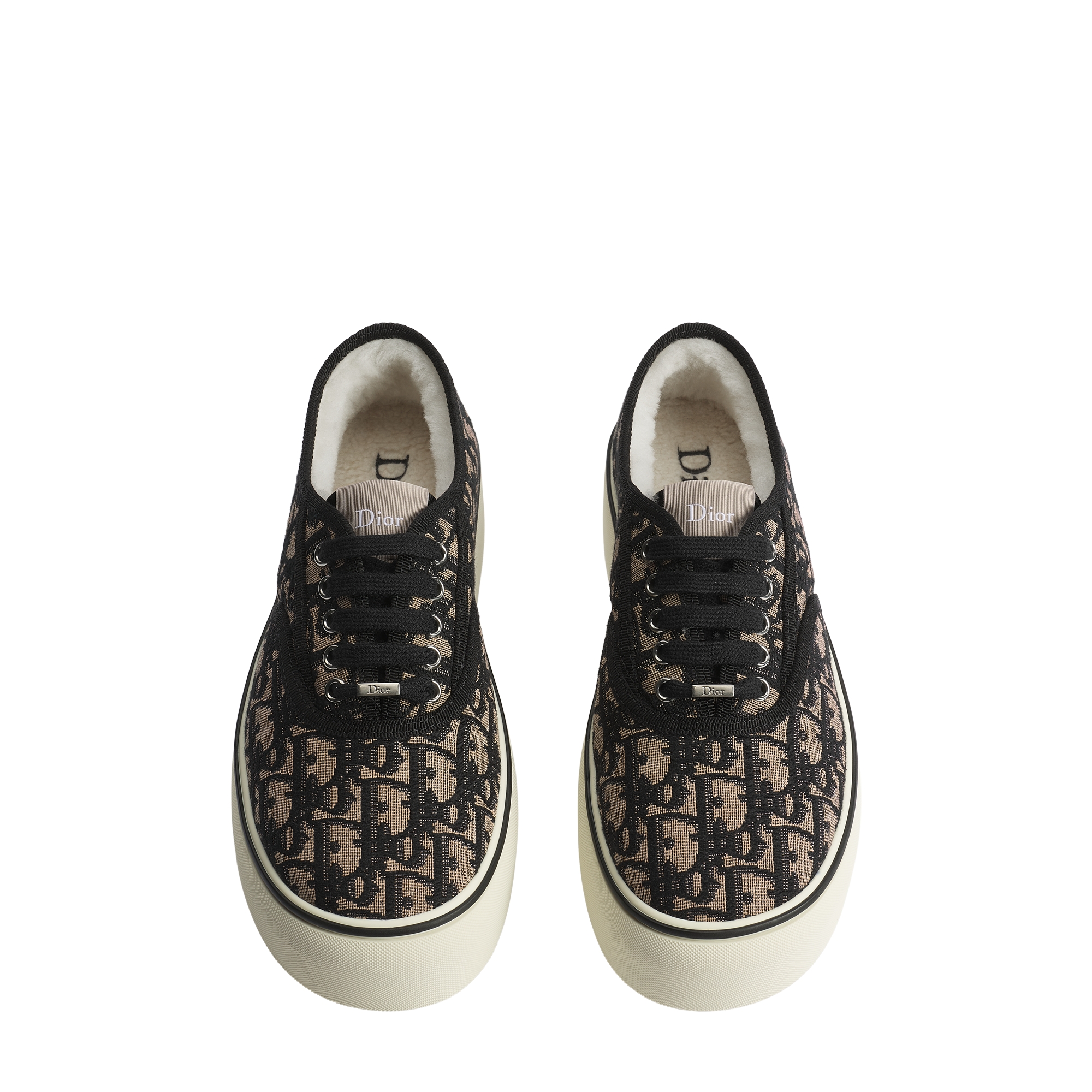 DiorAlps Dior Saltwind Platform Sneaker Beige and Black Dior Oblique Embroidered Cotton E06