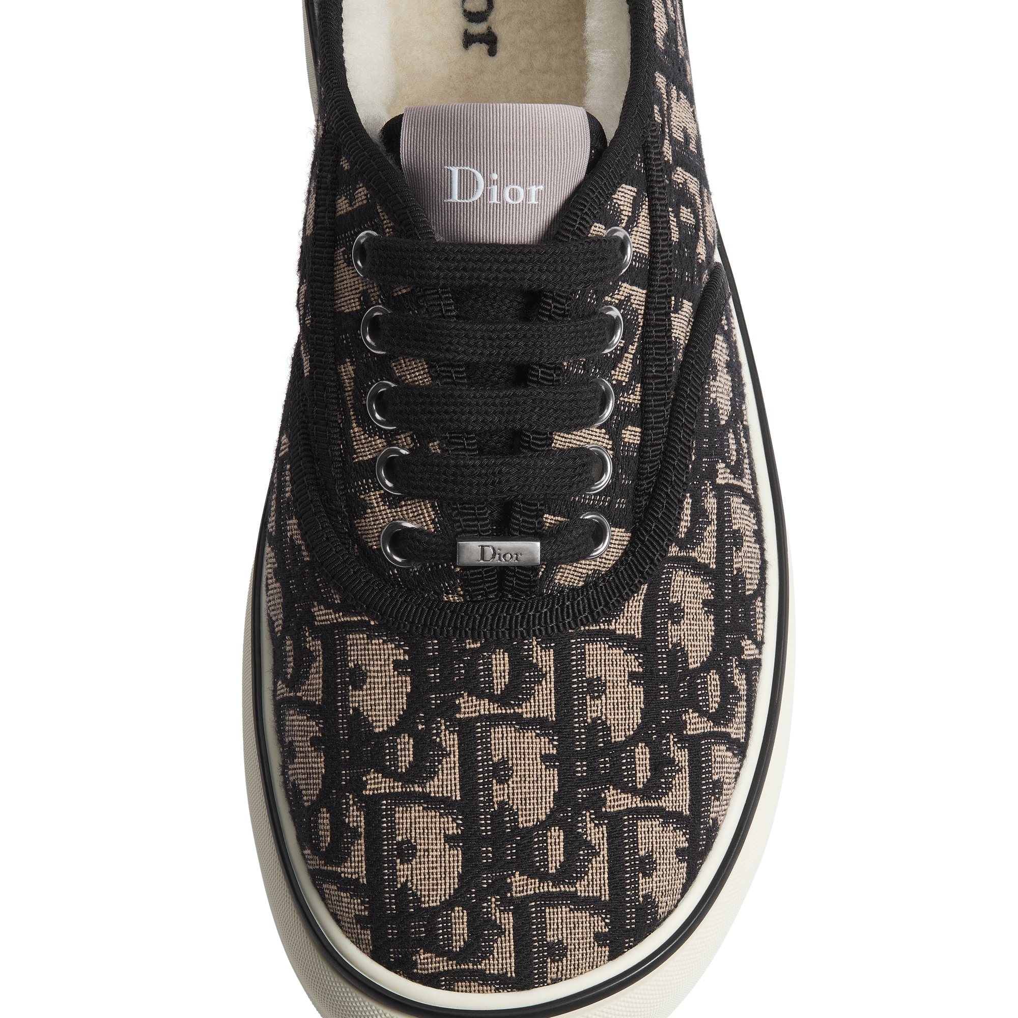DiorAlps Dior Saltwind Platform Sneaker Beige and Black Dior Oblique Embroidered Cotton E09