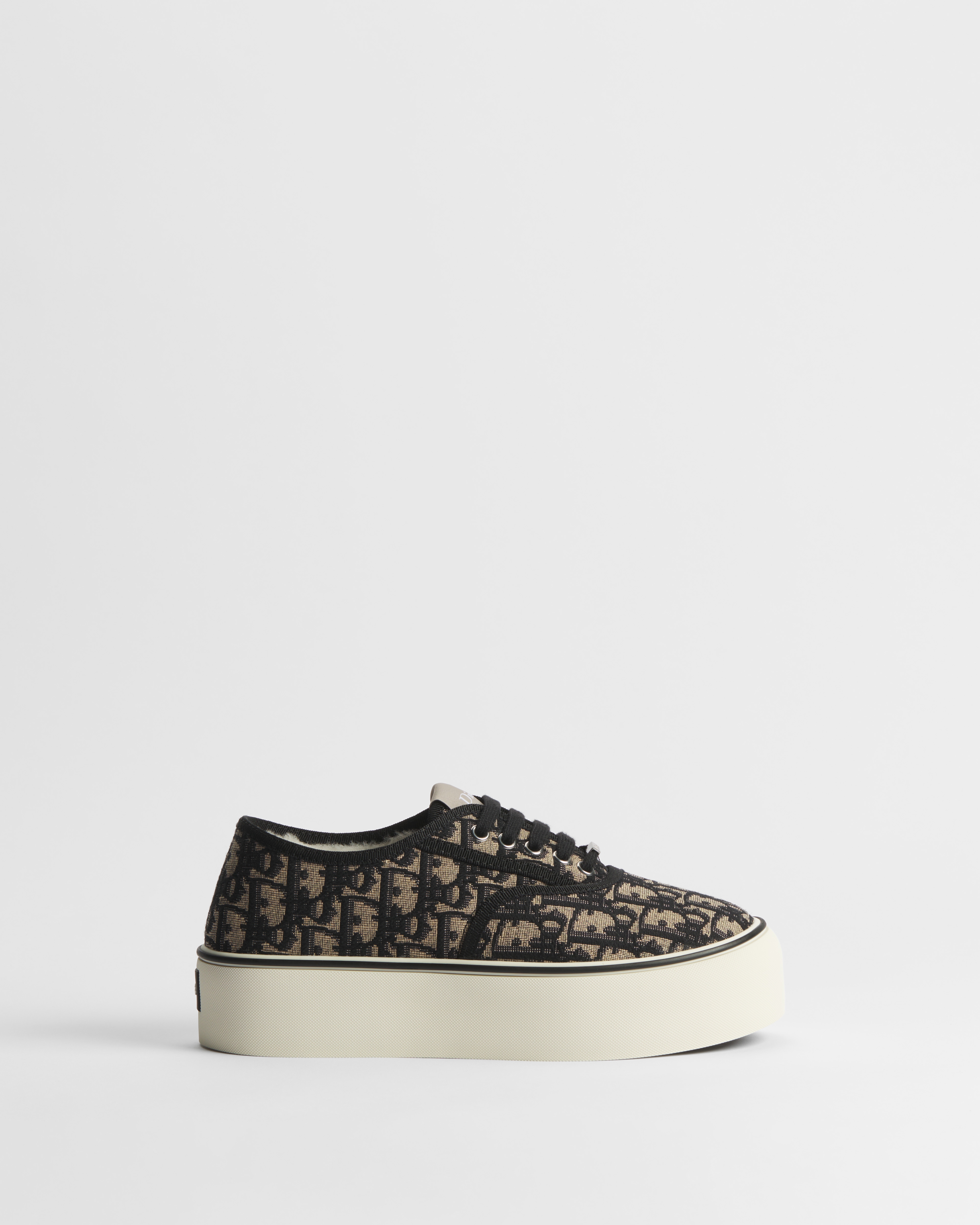 DiorAlps Dior Saltwind Platform Sneaker Beige and Black Dior Oblique Embroidered Cotton E02