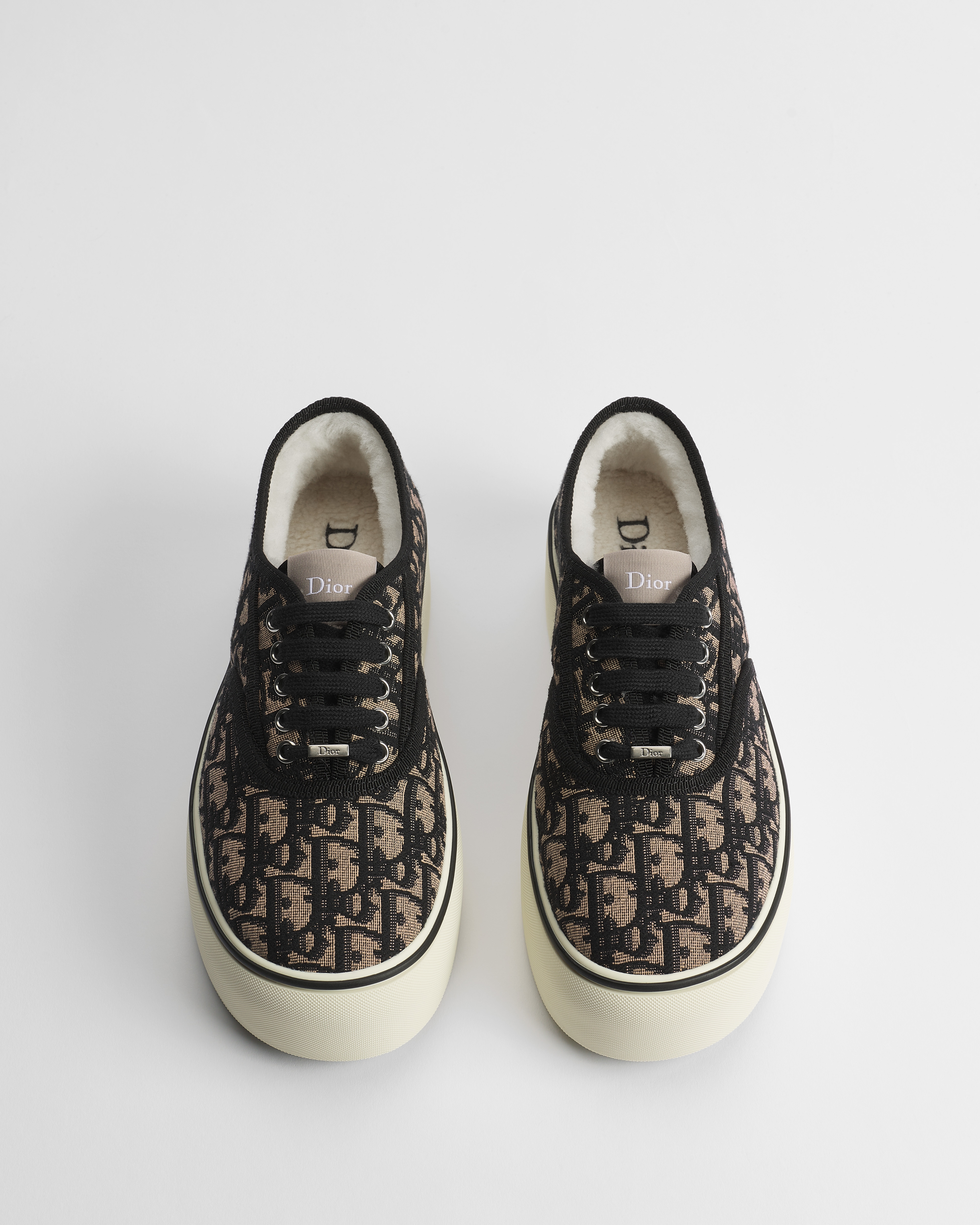 DiorAlps Dior Saltwind Platform Sneaker Beige and Black Dior Oblique Embroidered Cotton E06