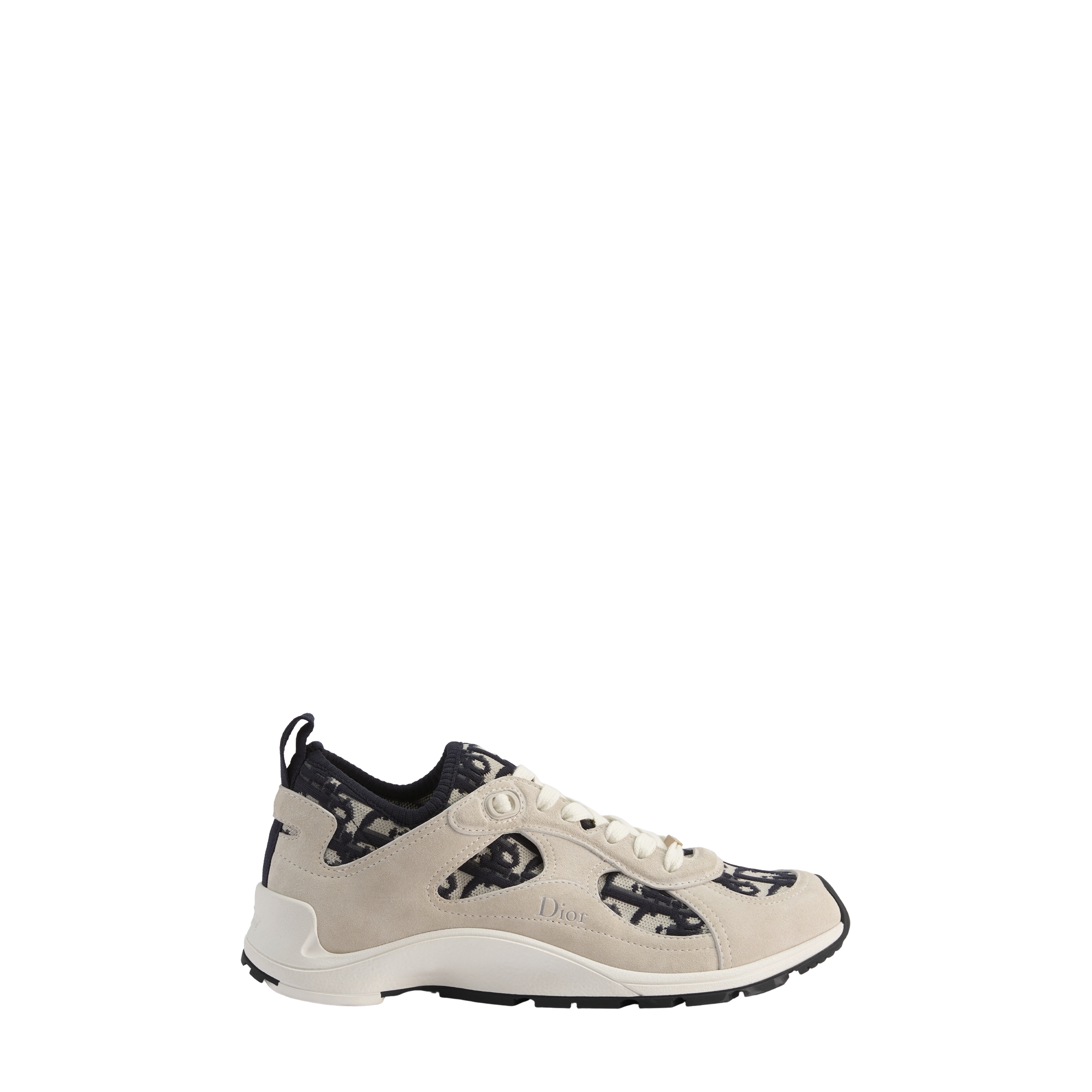 Dior Mile Sneaker Navy Blue Dior Oblique Knit and Beige Suede Calfskin E02