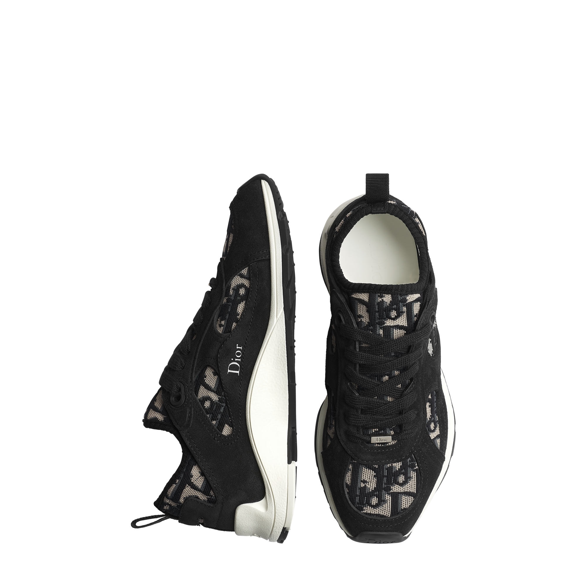 Dior Mile Sneaker Beige and Black Dior Oblique Knit and Black Suede Calfskin E06