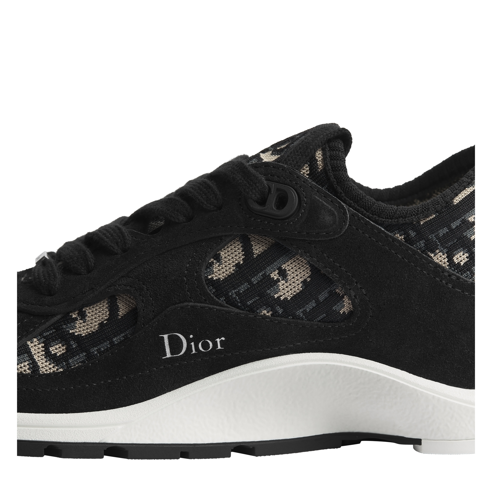 Dior Mile Sneaker Beige and Black Dior Oblique Knit and Black Suede Calfskin E09