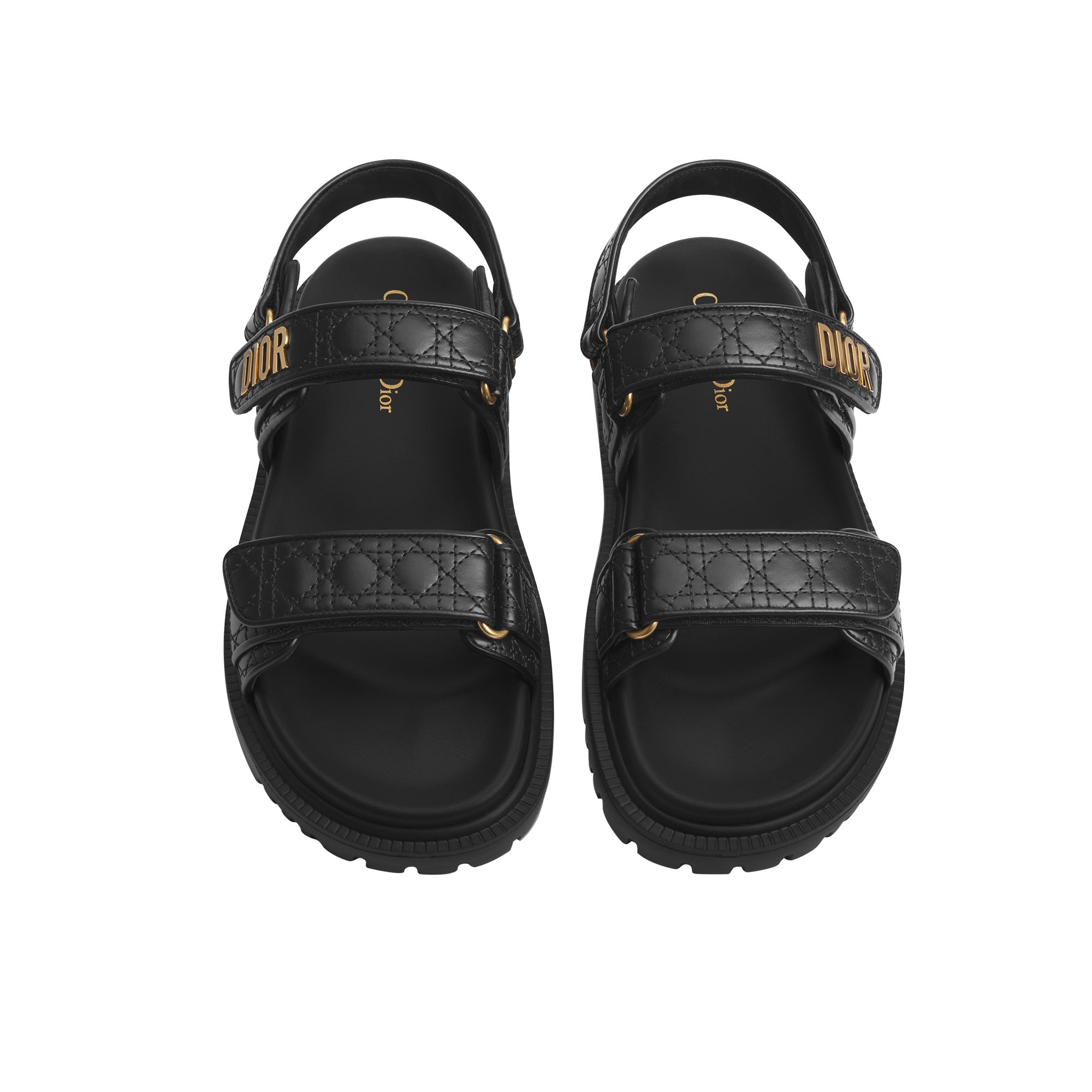 Dioract Sandal Black Quilted Cannage Calfskin E06