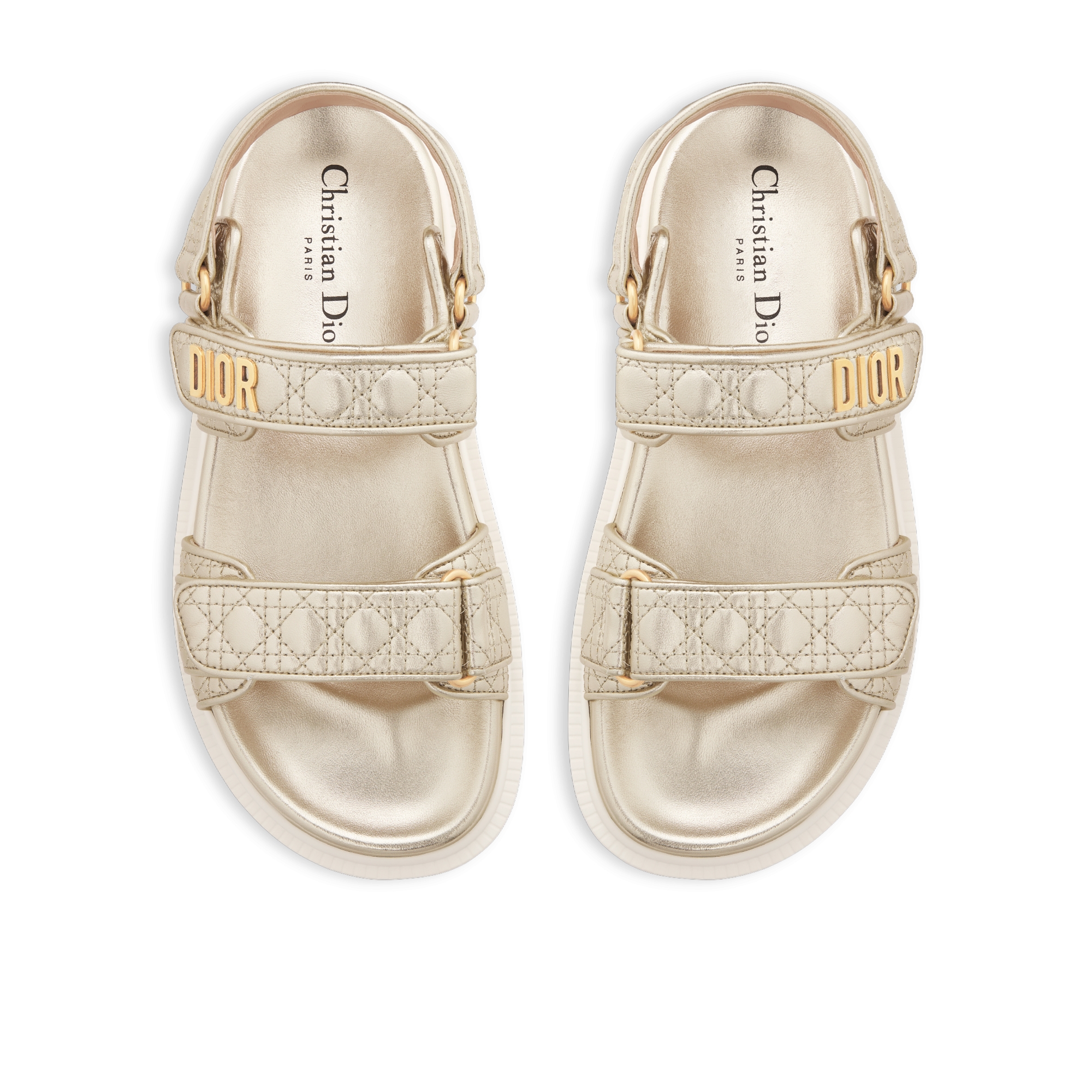 Dior Or Dioract サンダル カナージュ キルティング ラミネートシープスキン E06