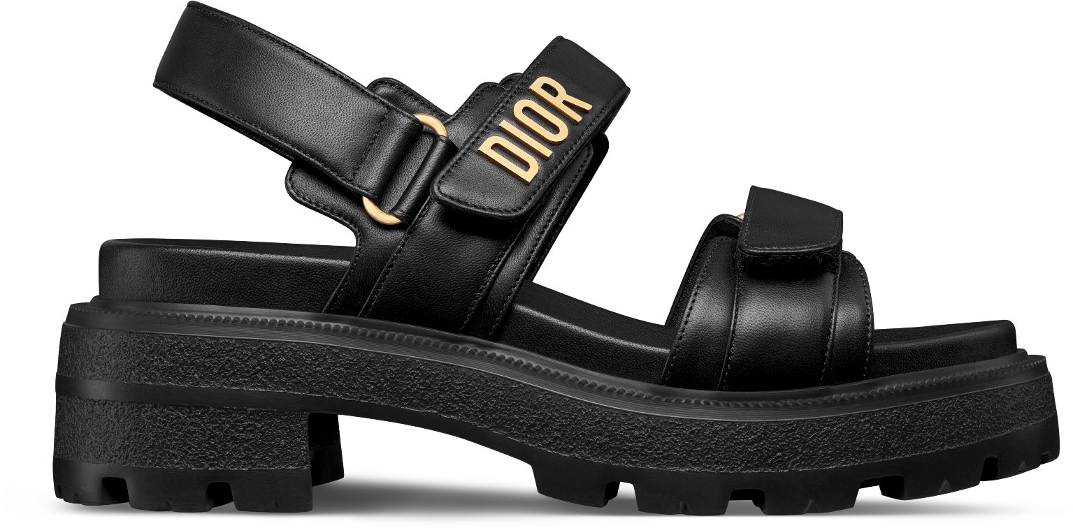 Dioract Platform Sandal Profile view Black Lambskin