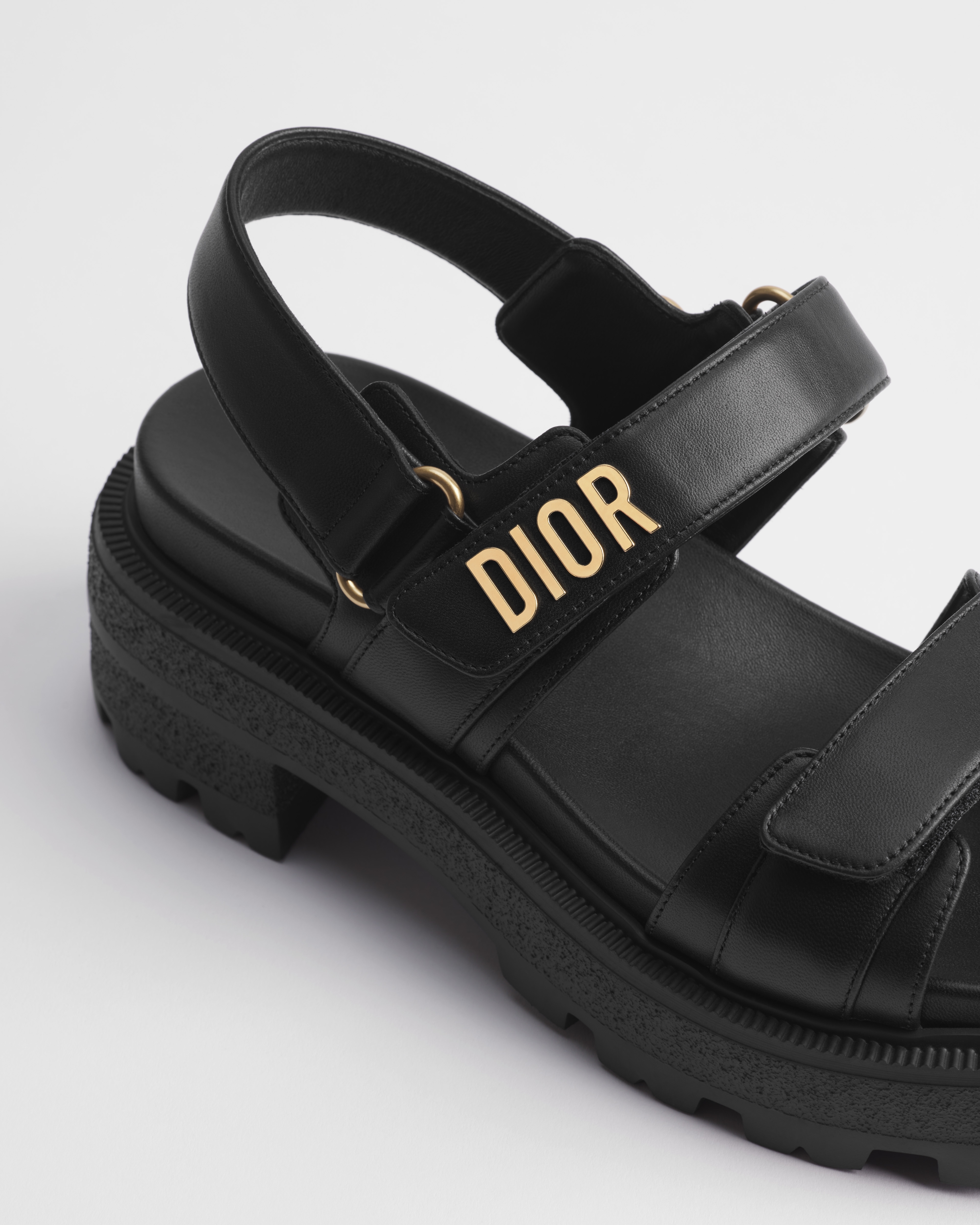 Sandale à plateforme Dioract Cuir d'agneau noir E03