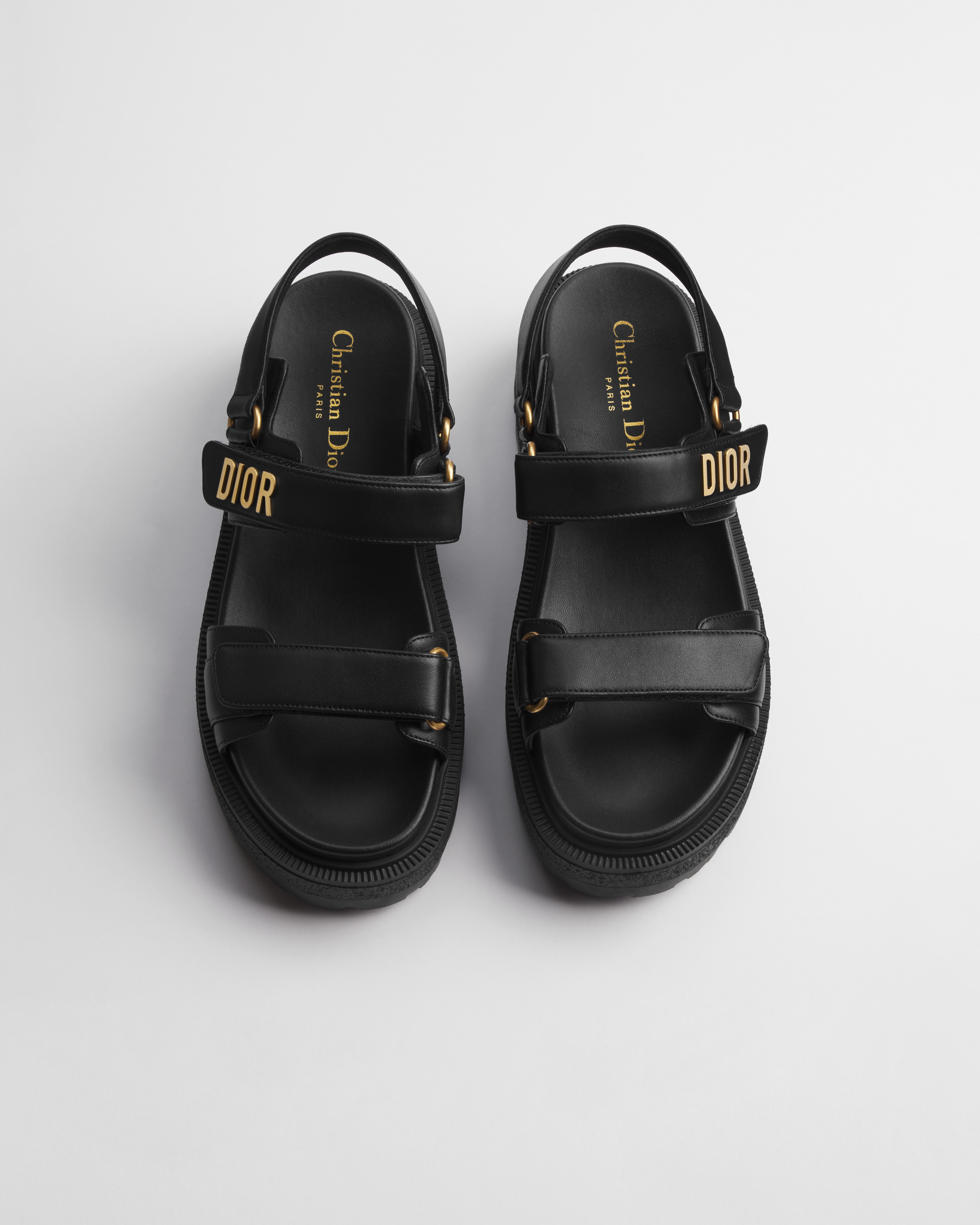 Dioract-sandaal met plateauzool Zwart lamsleer E06