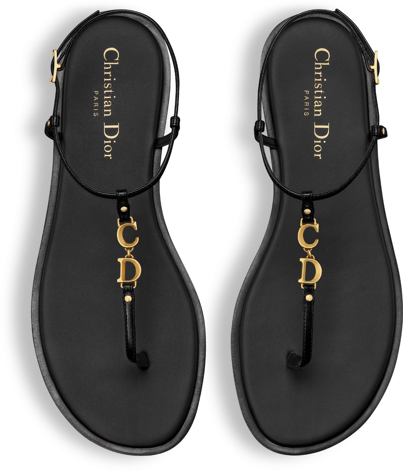 DIOR C est Dior Thong Sandal Black Calfskin Size 36 Women