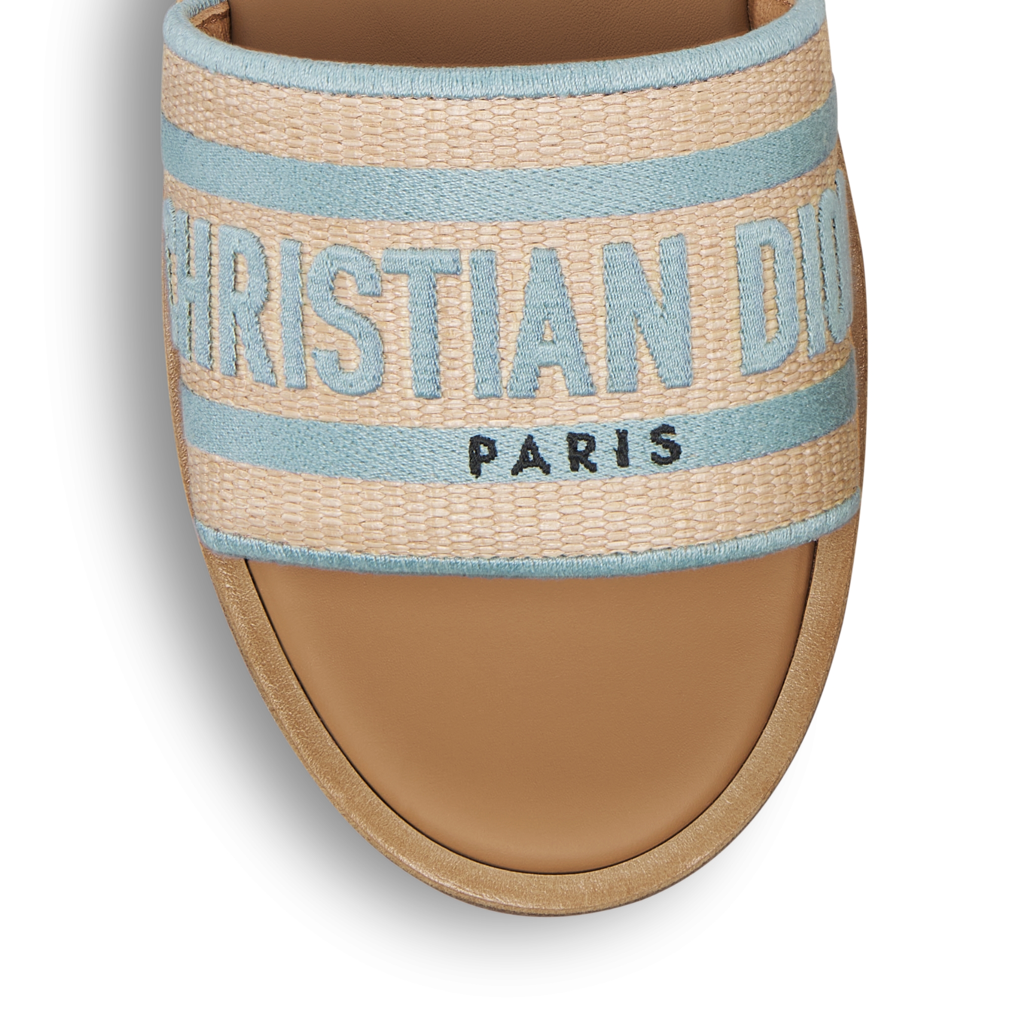 Dioriviera Dway Platform Slide Natural Raffia and Sky Blue