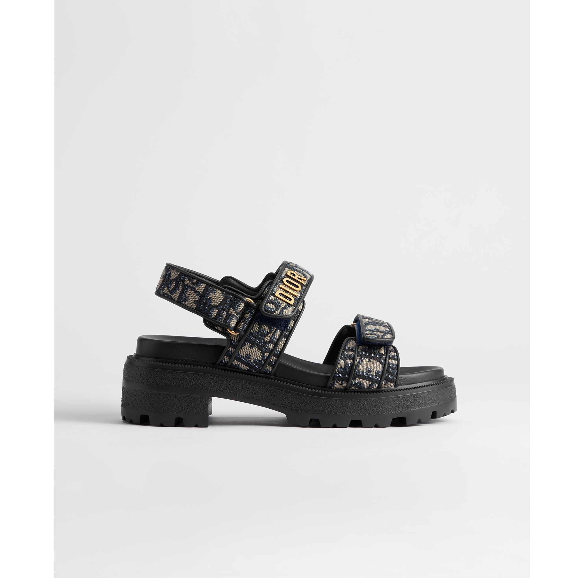 Dioract プラットフォームサンダル ディオール オブリーク エンブロイダリー コットン E02