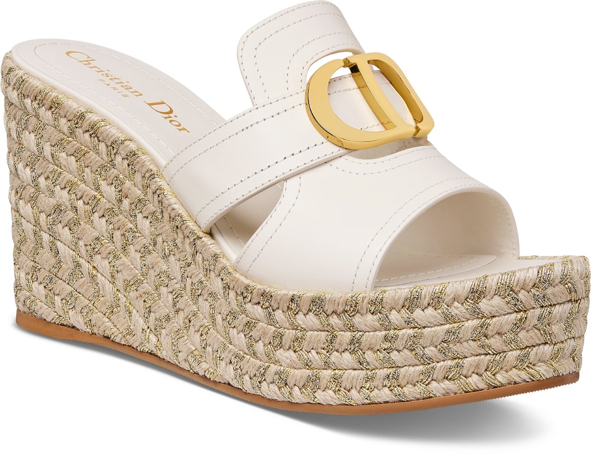 【送料無料/新品】 30 DIOR | Calfskin White Slide Wedge Montaigne 靴