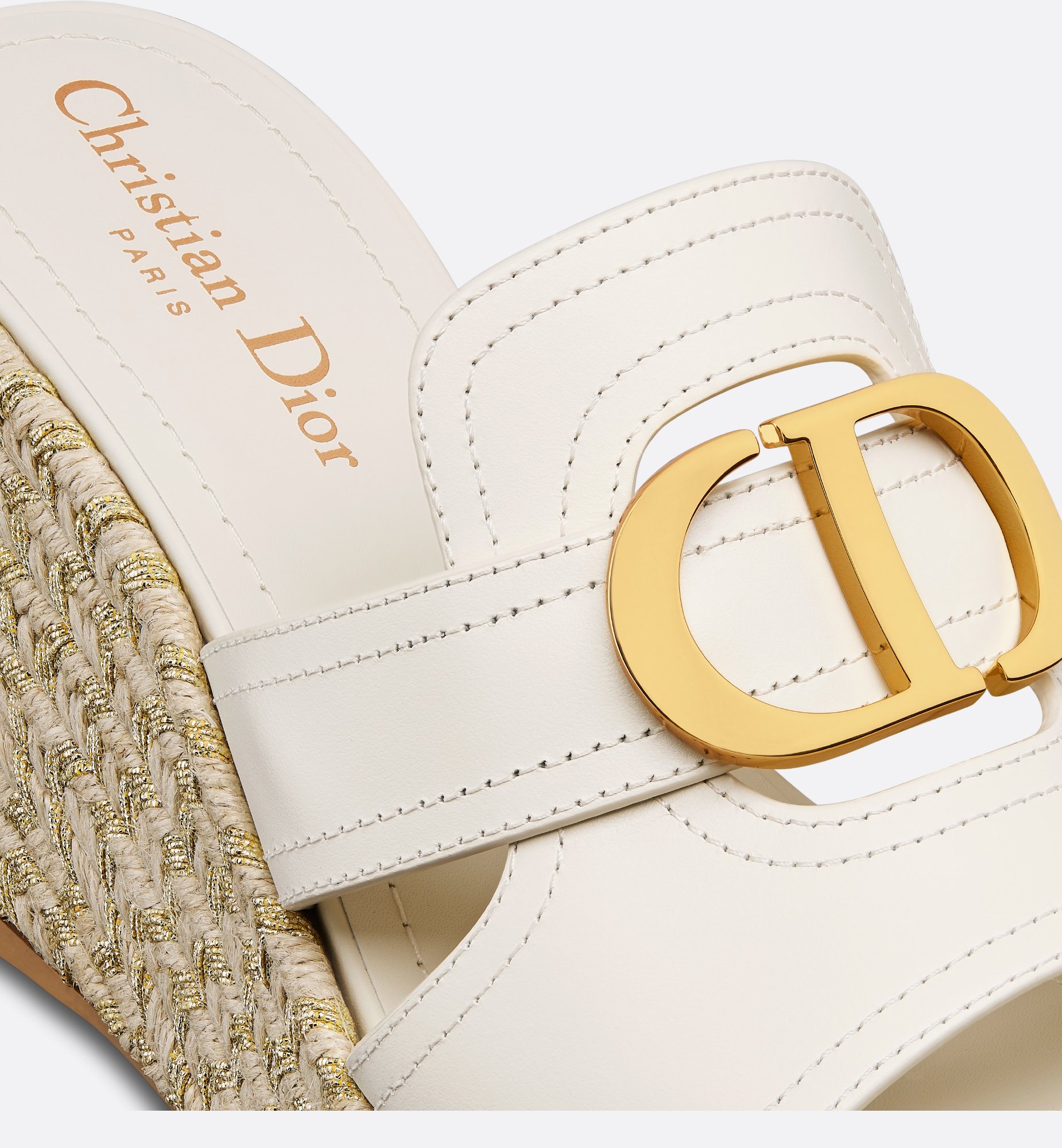 30 Montaigne Wedge Slide White Calfskin | DIOR 30 Montaigne Wedge Slide White Calfskin | DIOR