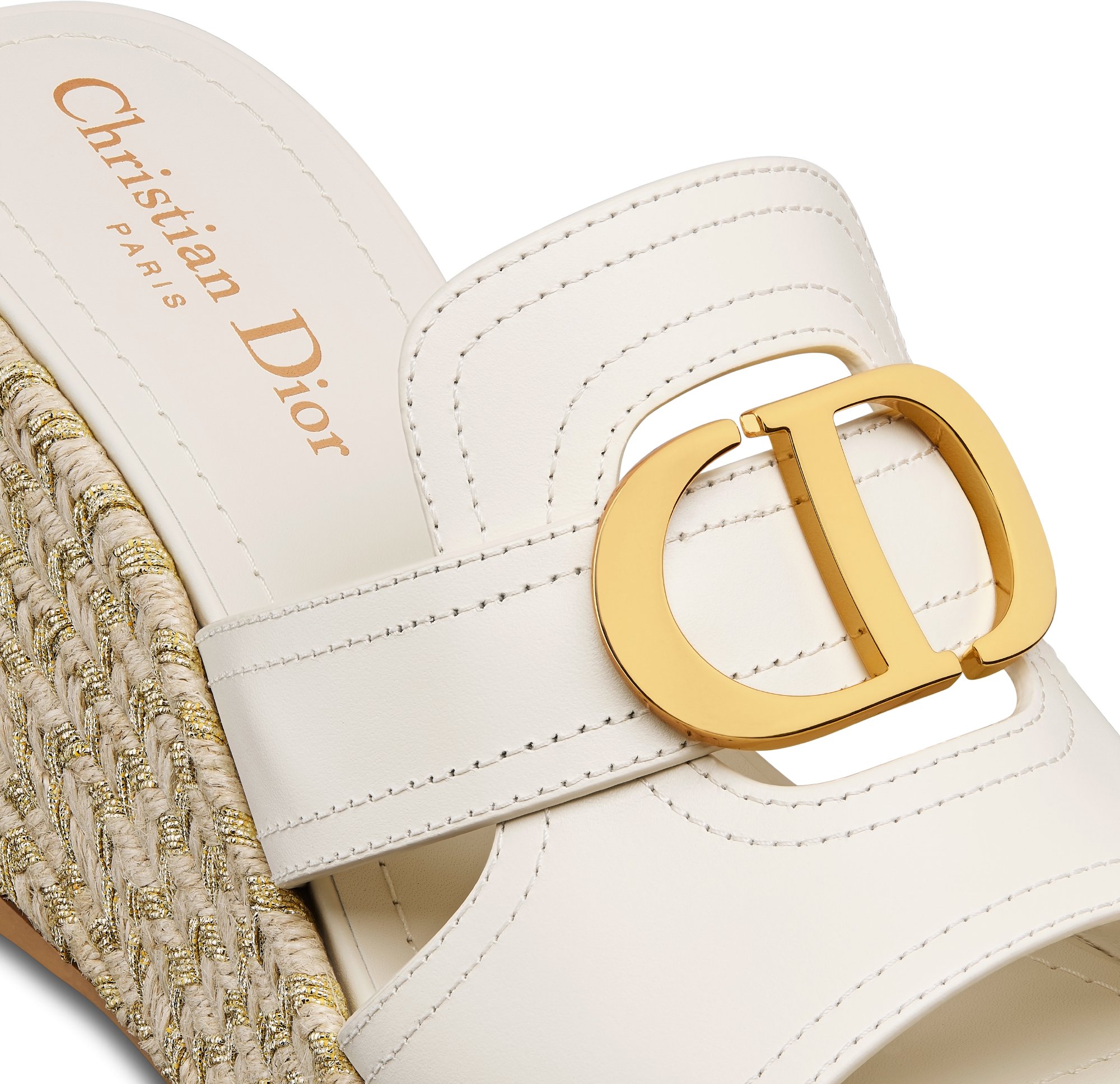 30 Montaigne Wedge Slide White Calfskin | DIOR