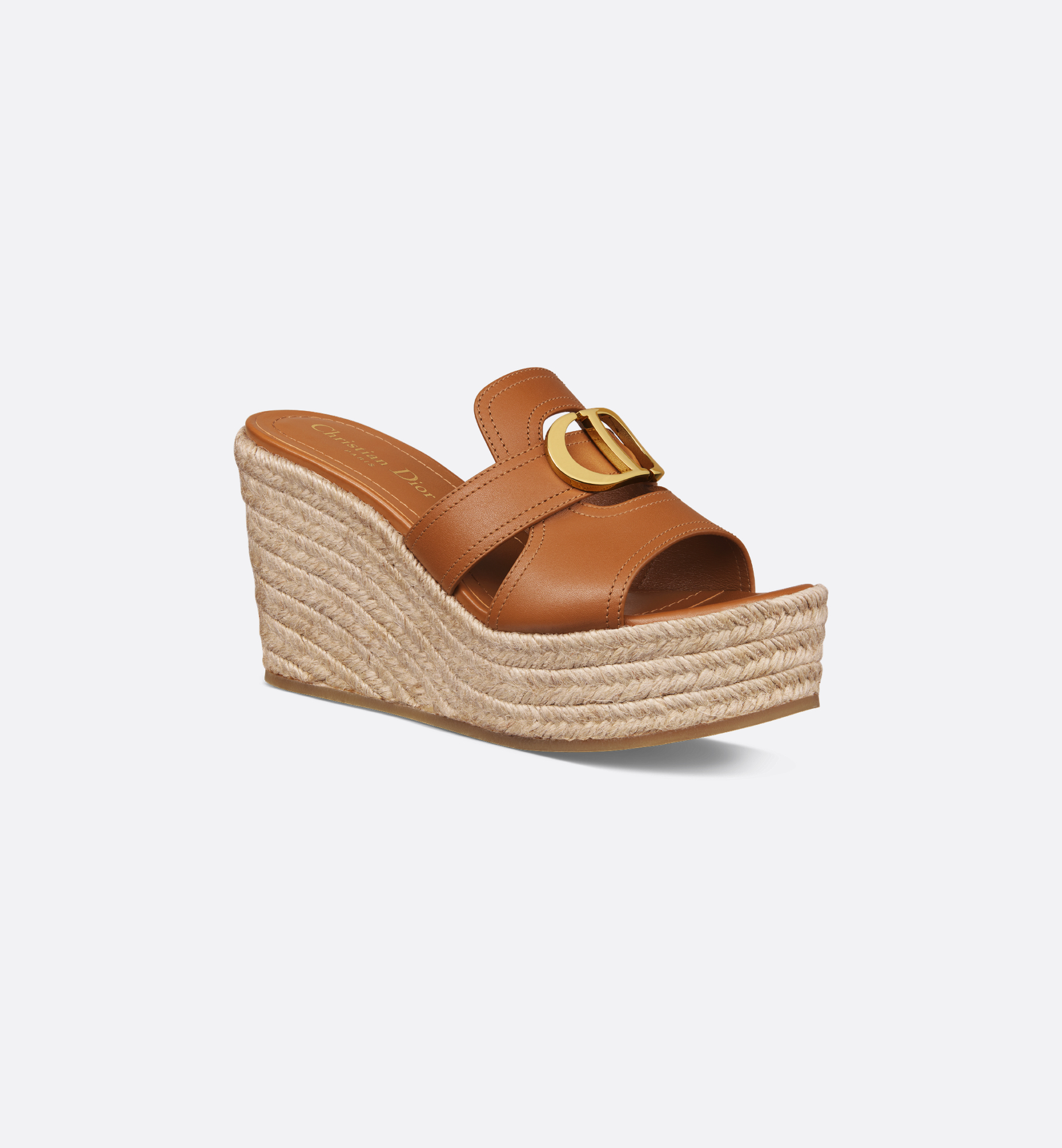 30 Montaigne Wedge Slide Camel Calfskin | DIOR 30 Montaigne Wedge Slide Camel Calfskin | DIOR