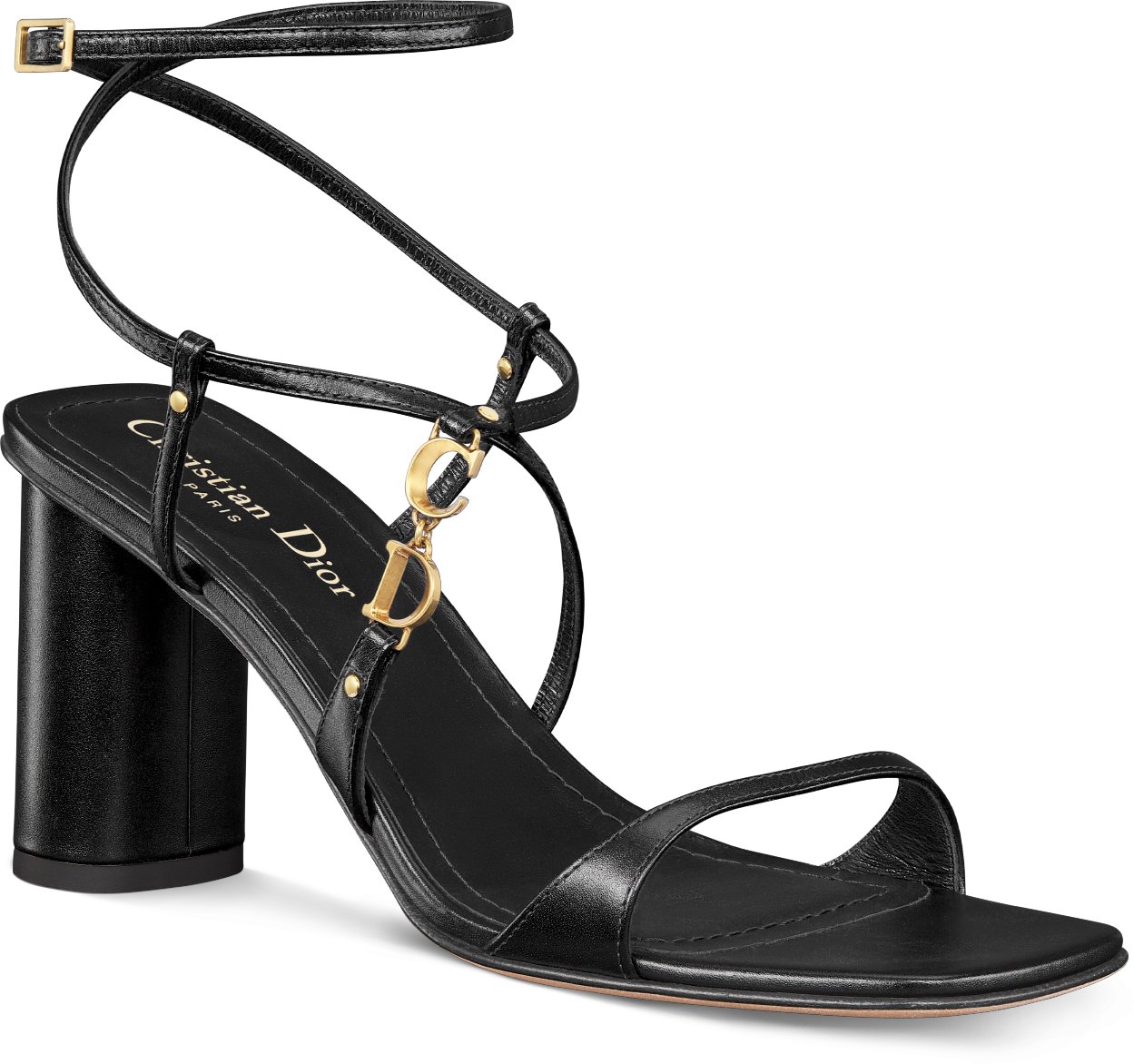 DIOR C est Dior Heeled Sandal Black Calfskin Size 37.5 Women