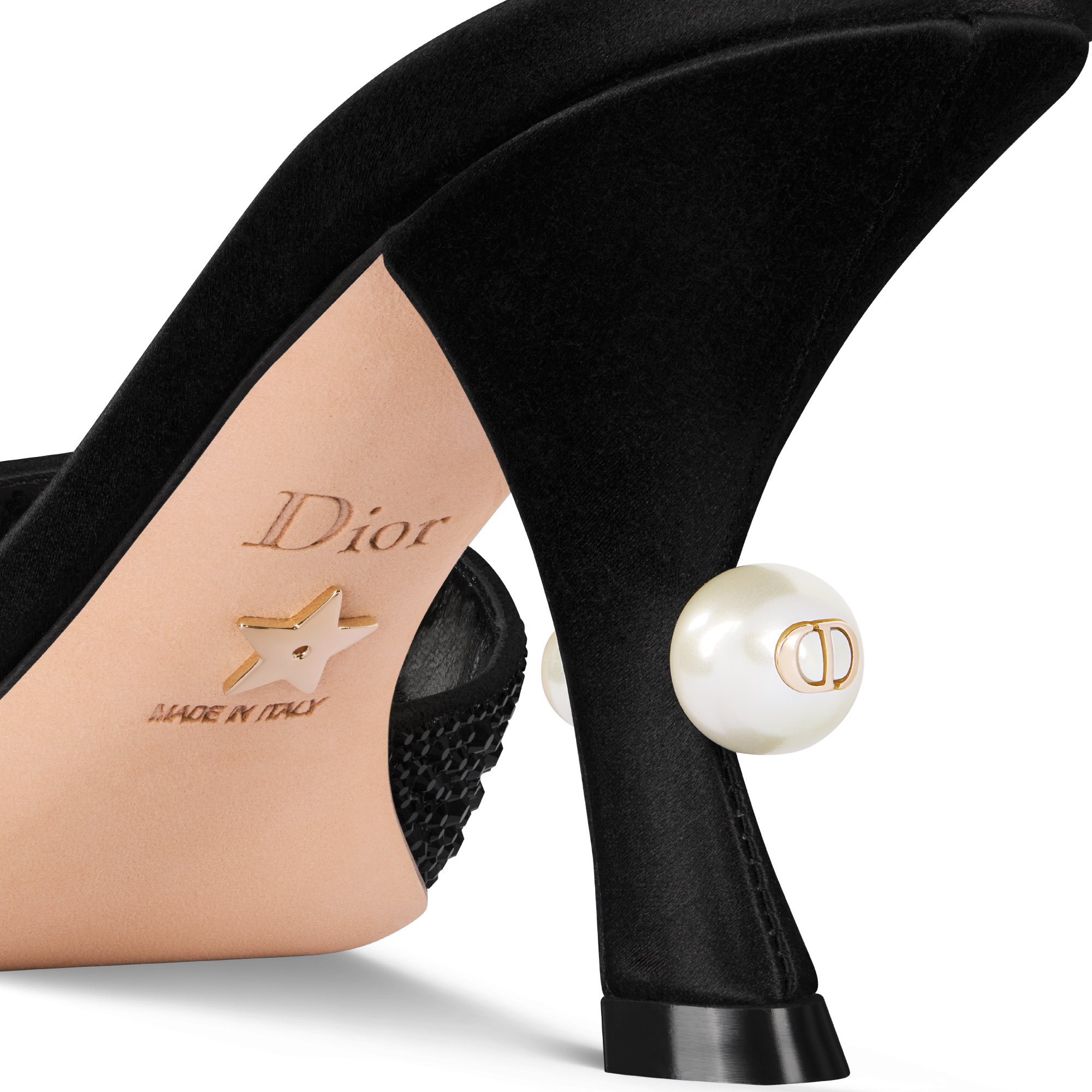 Dior Tribales Heeled Slide Black Suede Goatskin and Strass DIOR