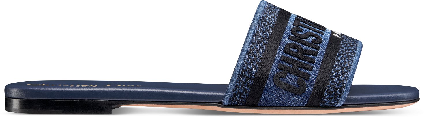 Dway Slide Blue Embroidered Cotton Denim DIOR