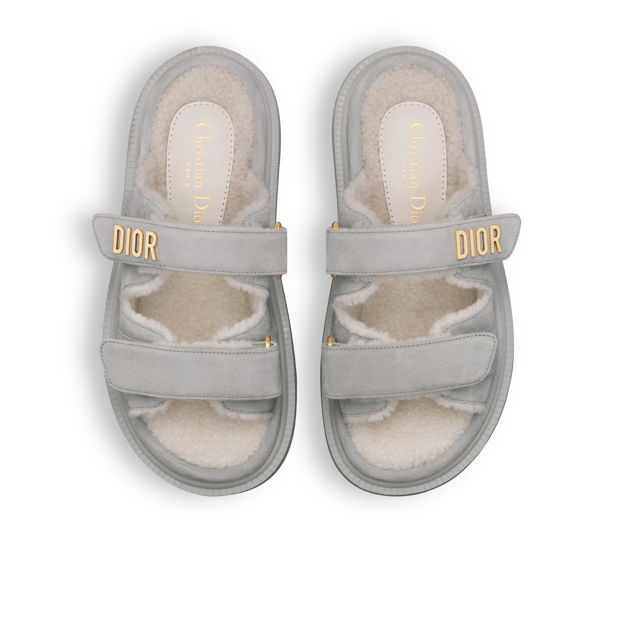 Dioract Slide Gray Suede Goatskin E06