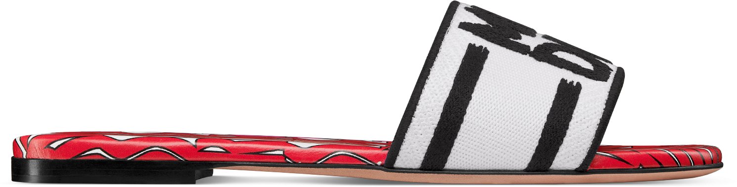 DWAY SLIDE EMBROIDERED COTTON AND NAVY BLUE MISS DIOR ALLOVER MOTIF main image 0