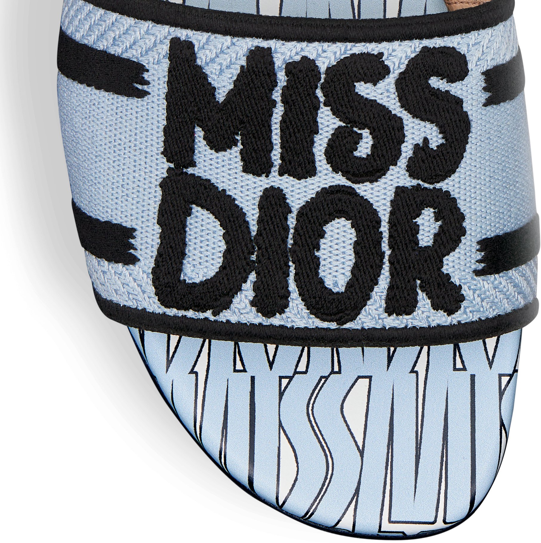 dway heeled slide 35 embroidered cotton black miss cd alllover motif