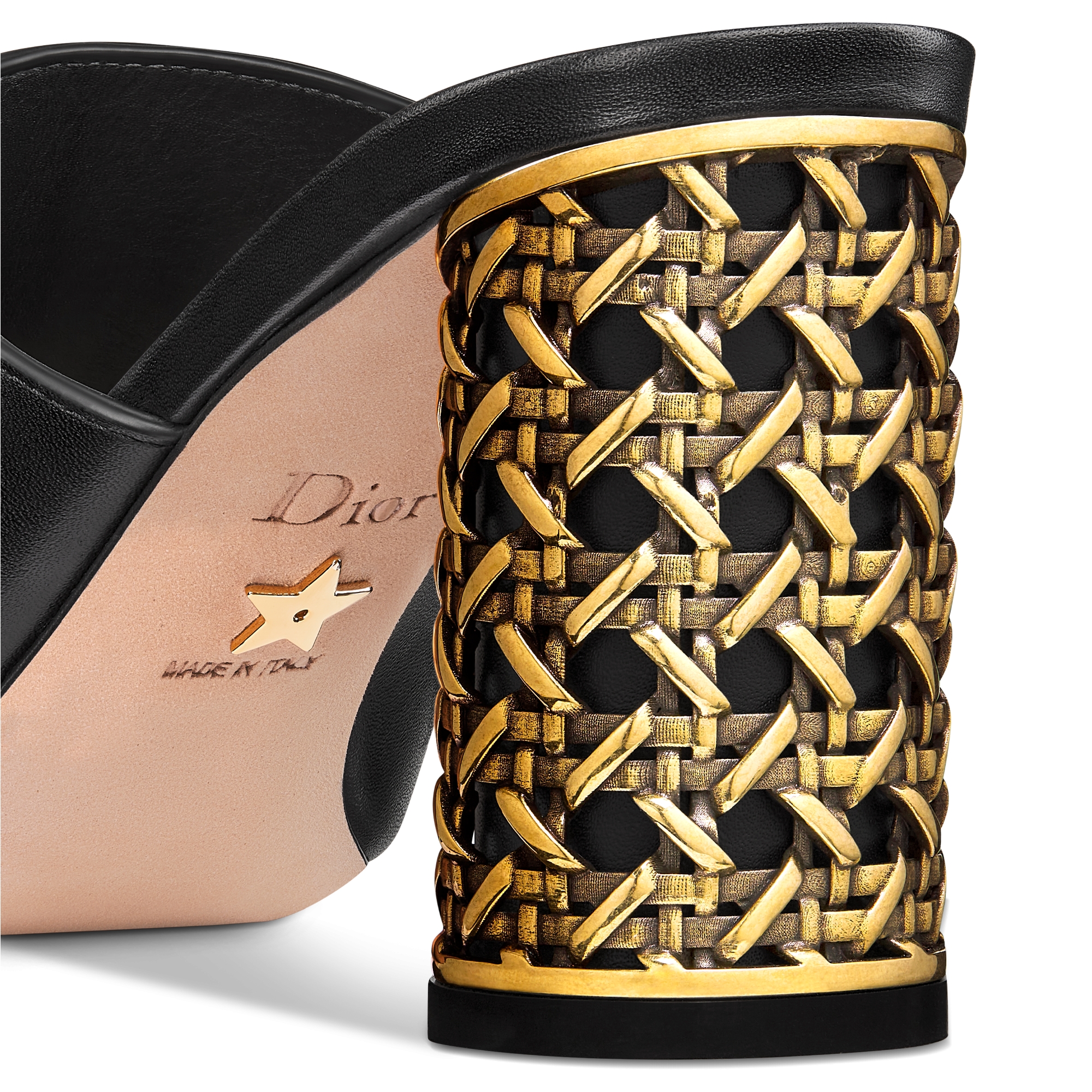 Mule à talon Dior Icon Cuir de veau noir E09