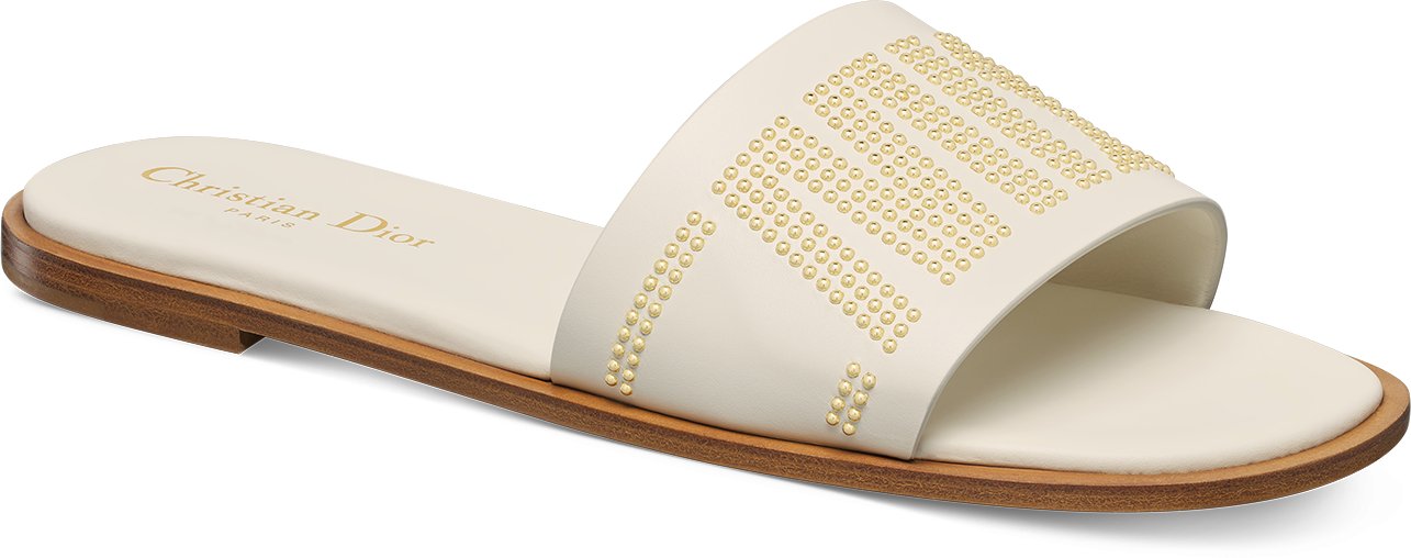 DIOR 25S DWAY SLIDE IN WHITE CALFSKIN