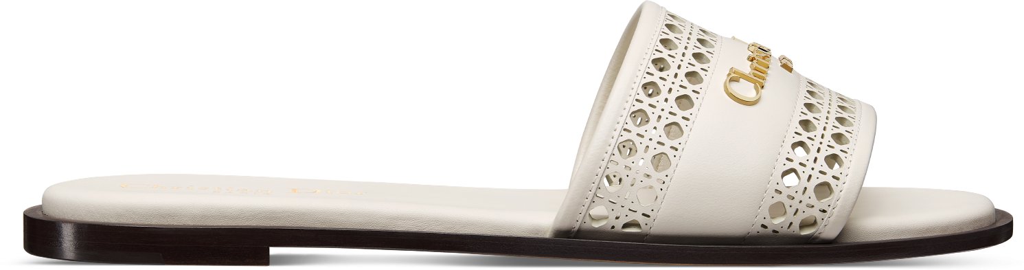 D-Lane Slide Profile view White Calfskin with Openwork Microcannage Motif