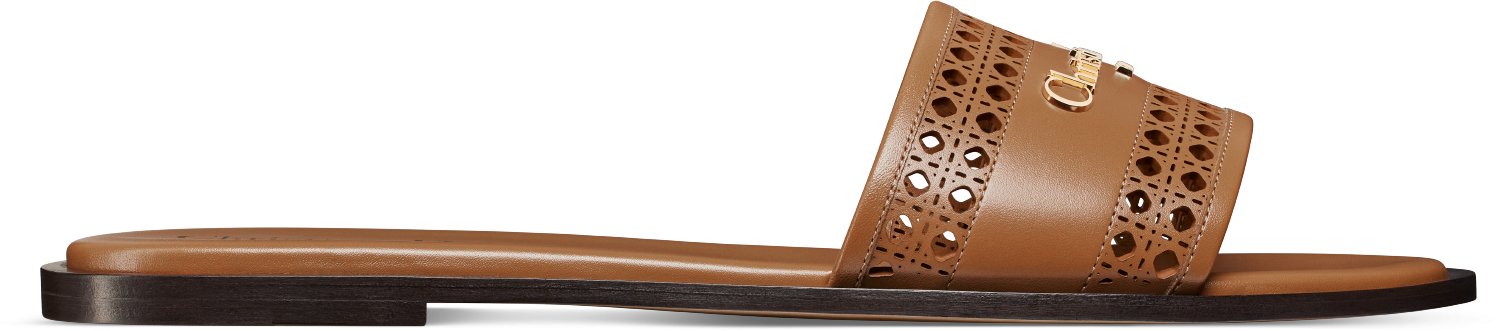 D-Lane Slide Profile view Camel Calfskin with Openwork Microcannage Motif