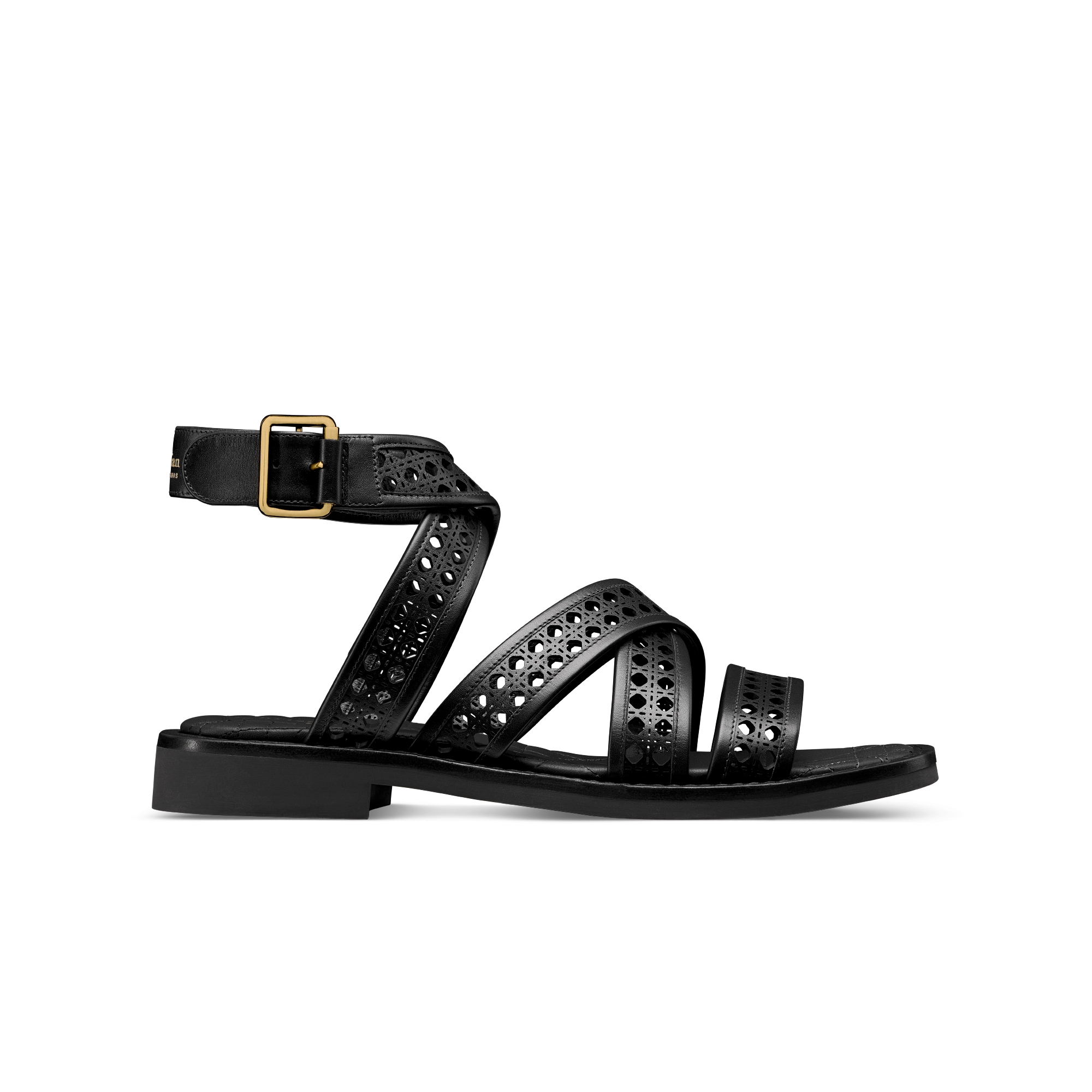 D-AVENUE SLIDES 25S IN BROWN CALFSKIN MICRO CANNAGE MOTIF