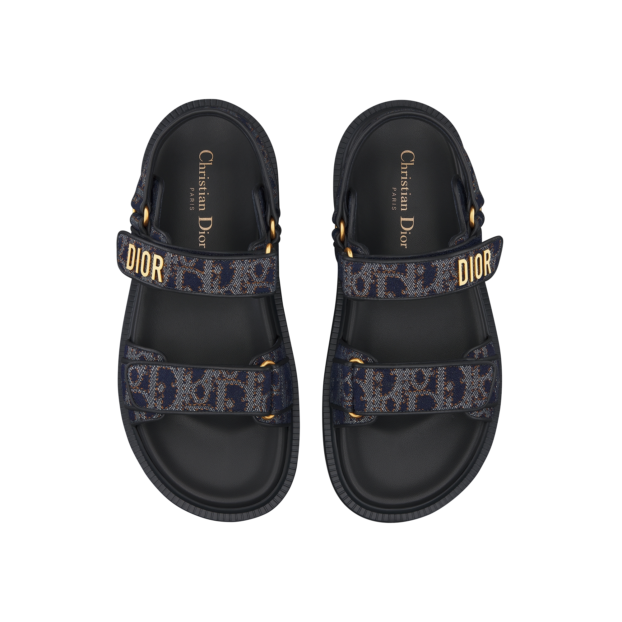 Dioract Sandal Blue and Tobacco Brown Dior Oblique Denim with Contrasting Topstitching E06