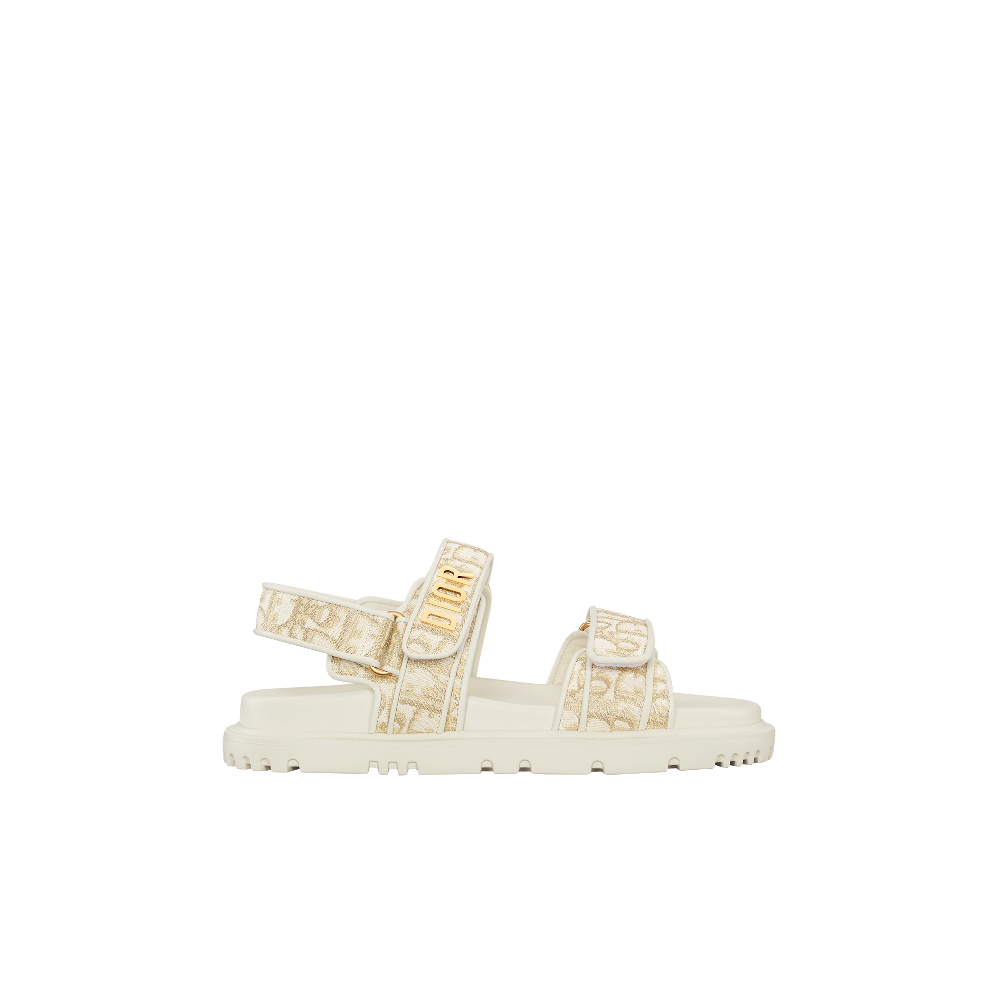 Dioract Sandal White Dior Oblique Jacquard with Gold-Tone Metallic Thread E02