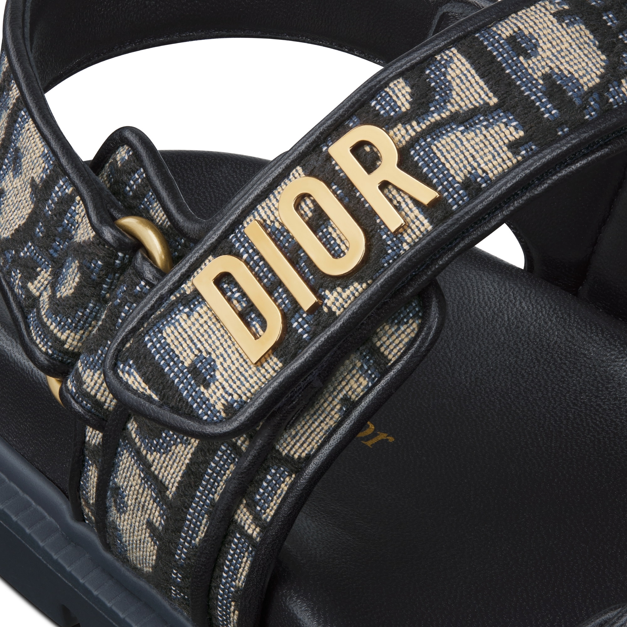 Dioract-sandaal Katoen geborduurd met diepblauw Dior Oblique-motief E09