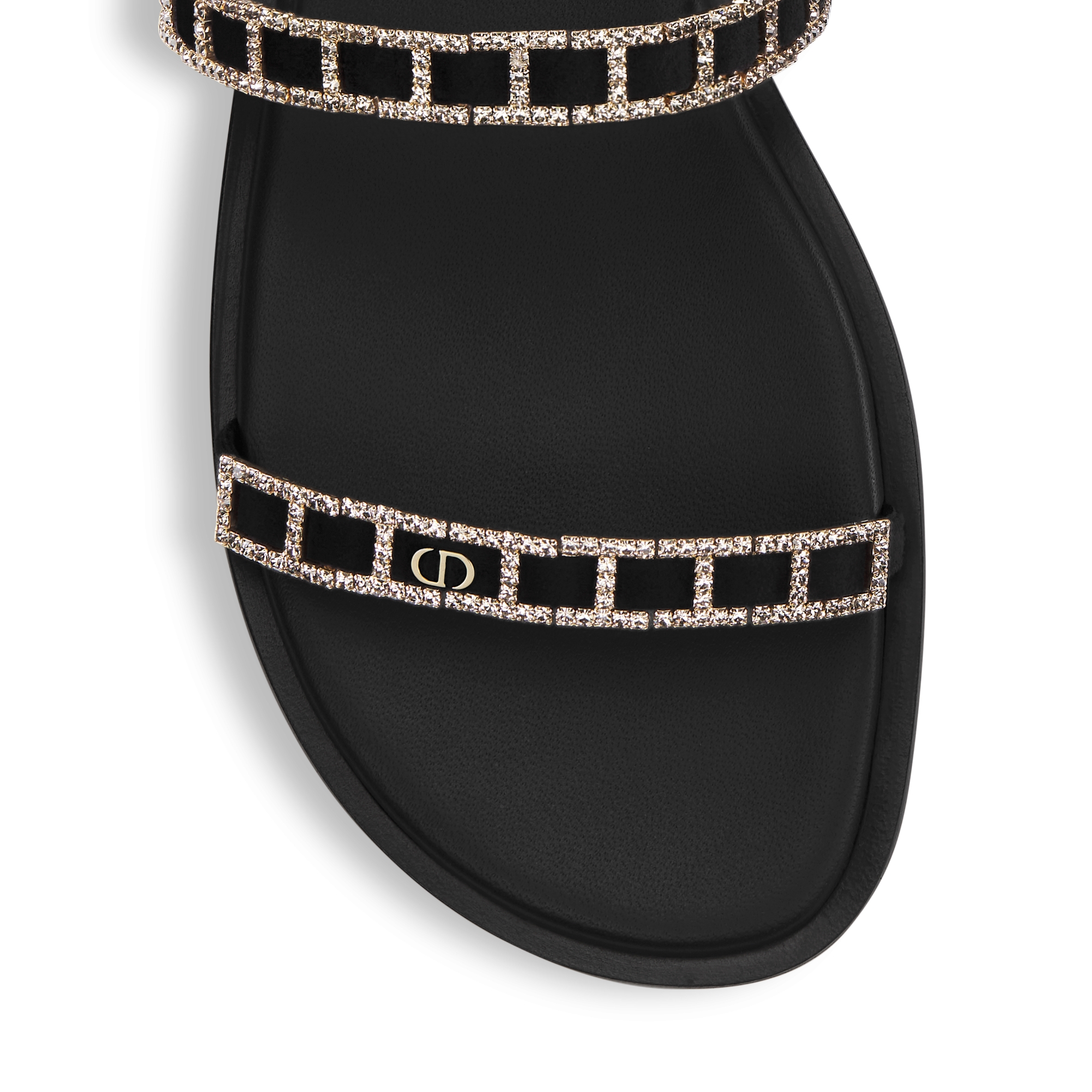 Diorissime Sandal Black Suede Goatskin and Silver-Tone Strass E09