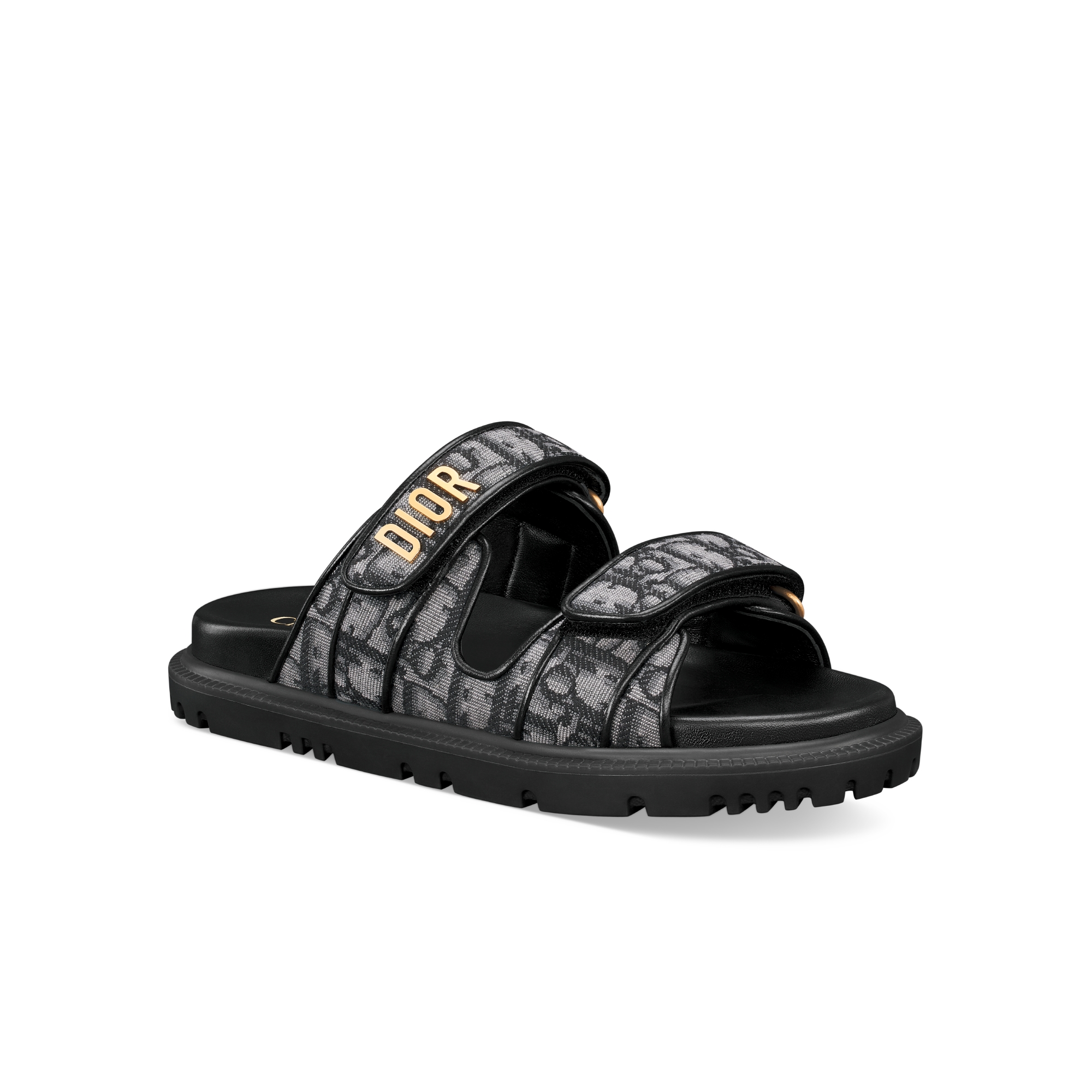 Mule Dioract Coton brodé du motif Dior Oblique gris foncé E03