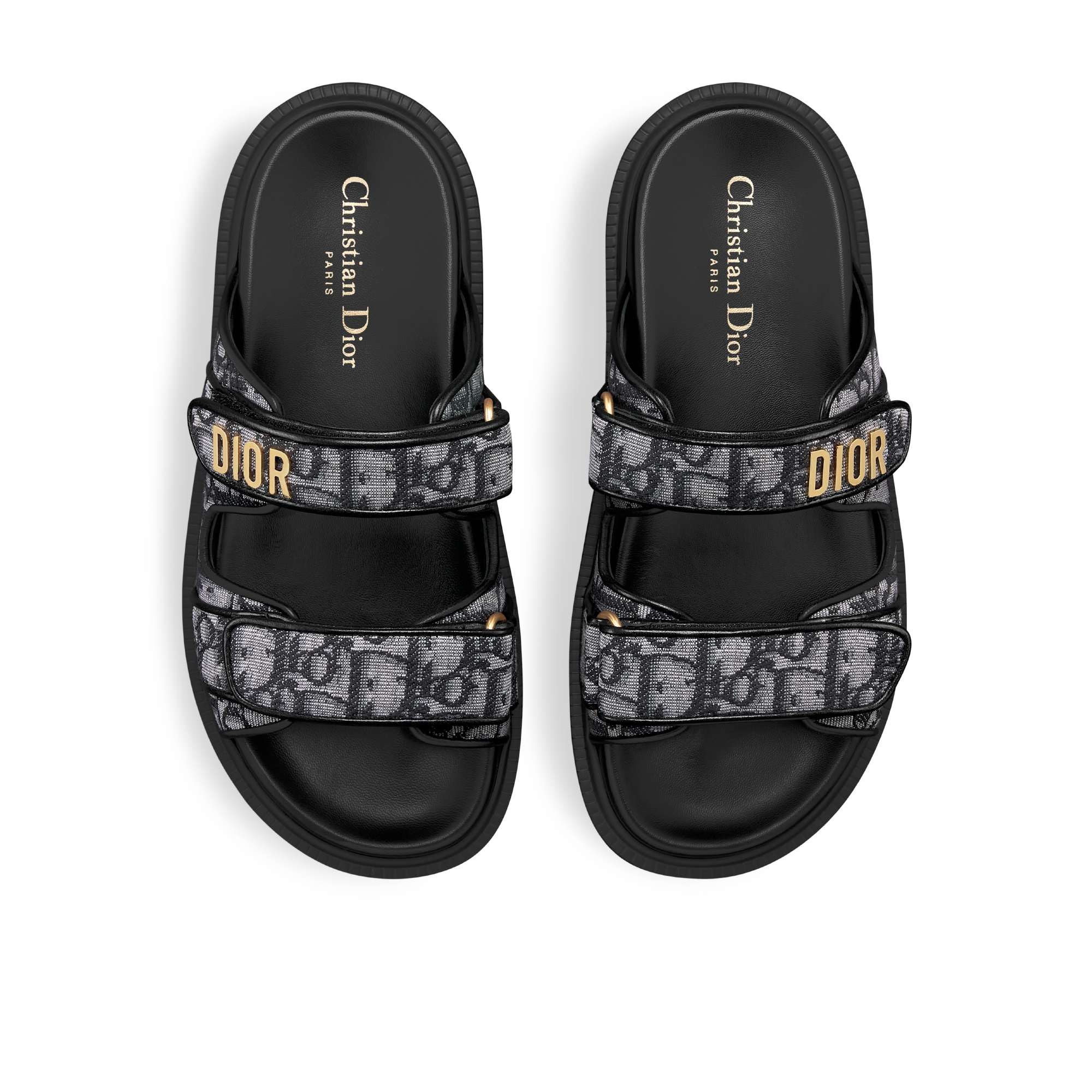 Mule Dioract Coton brodé du motif Dior Oblique gris foncé E06