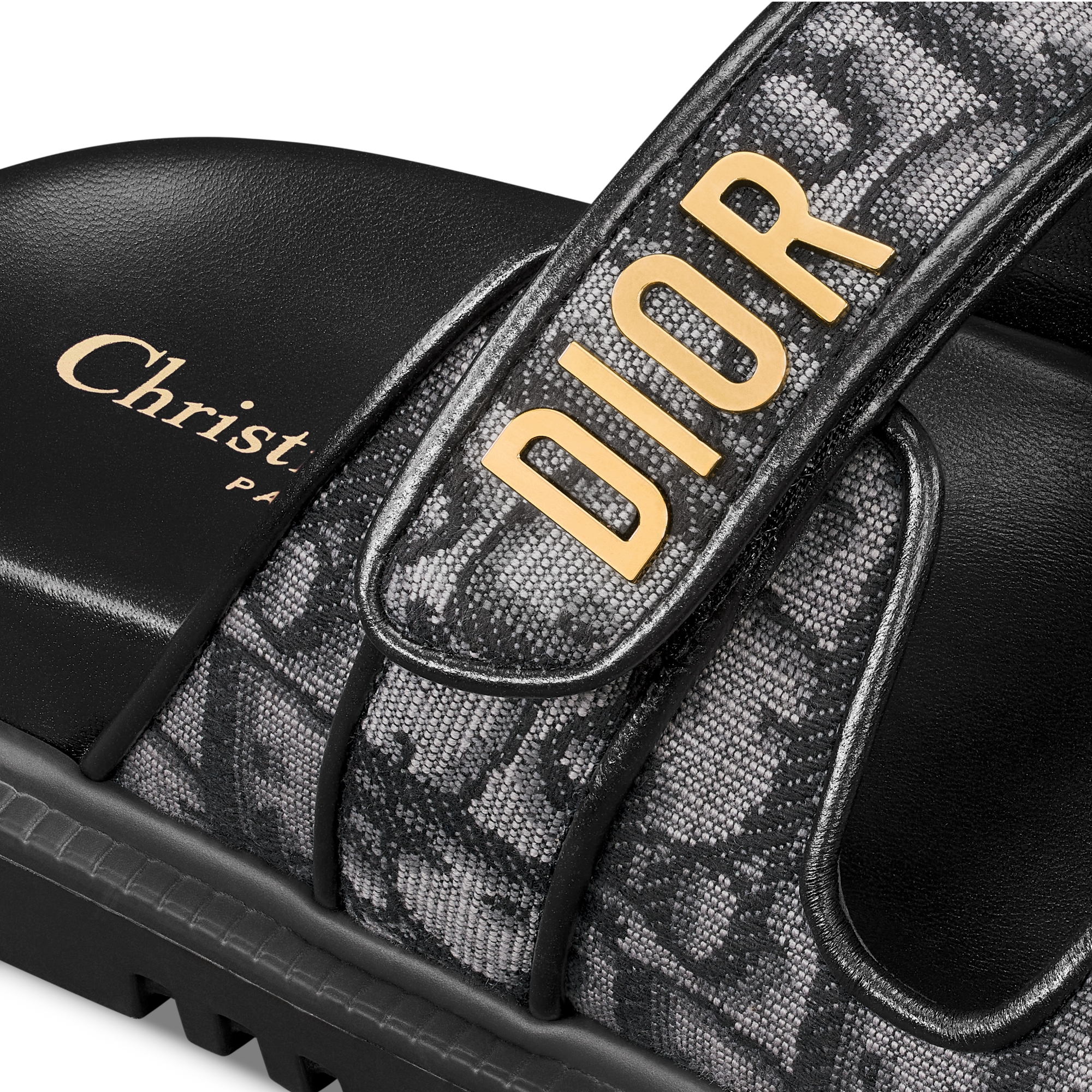 Mule Dioract Coton brodé du motif Dior Oblique gris foncé E09