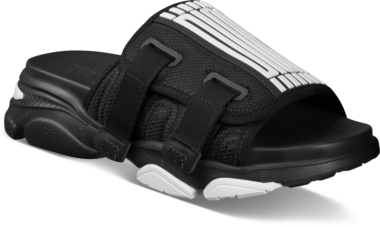 D-Wander Slide Black and White Technical Fabric with Dior