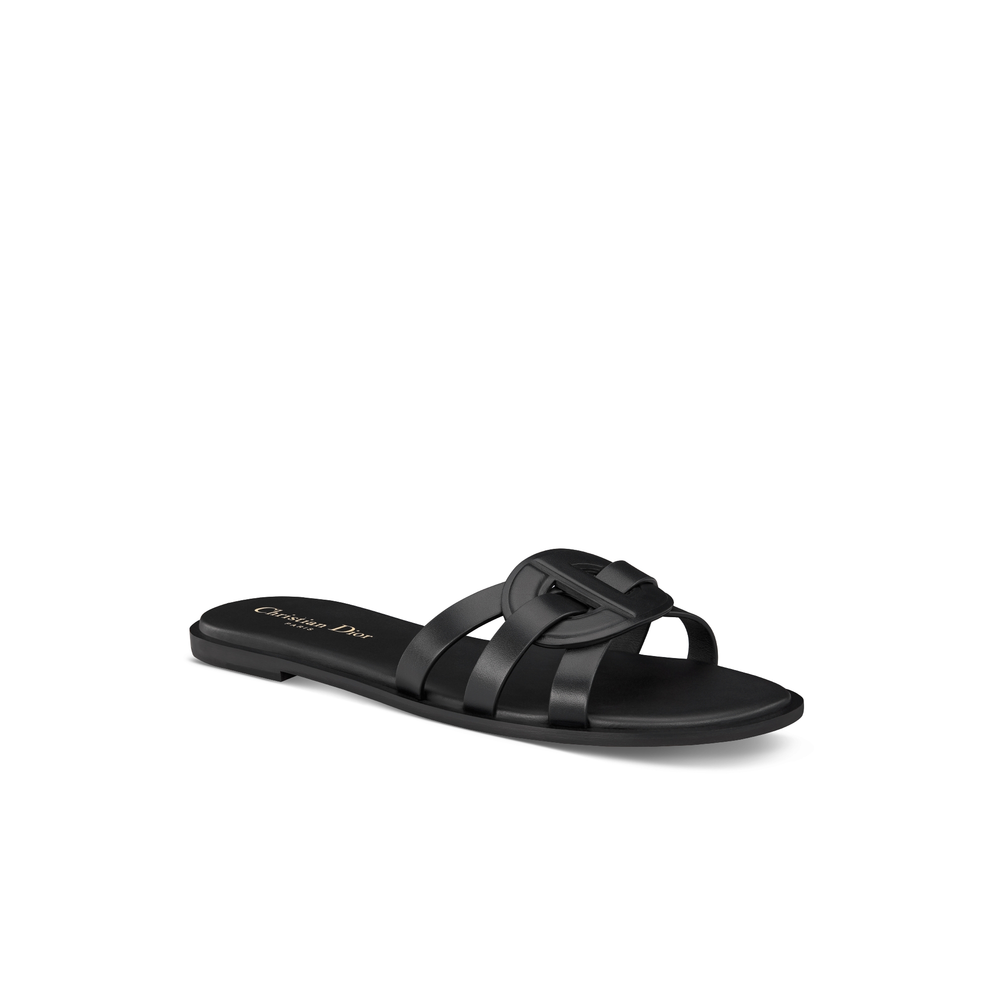 D-Club Slide Black Calfskin E03