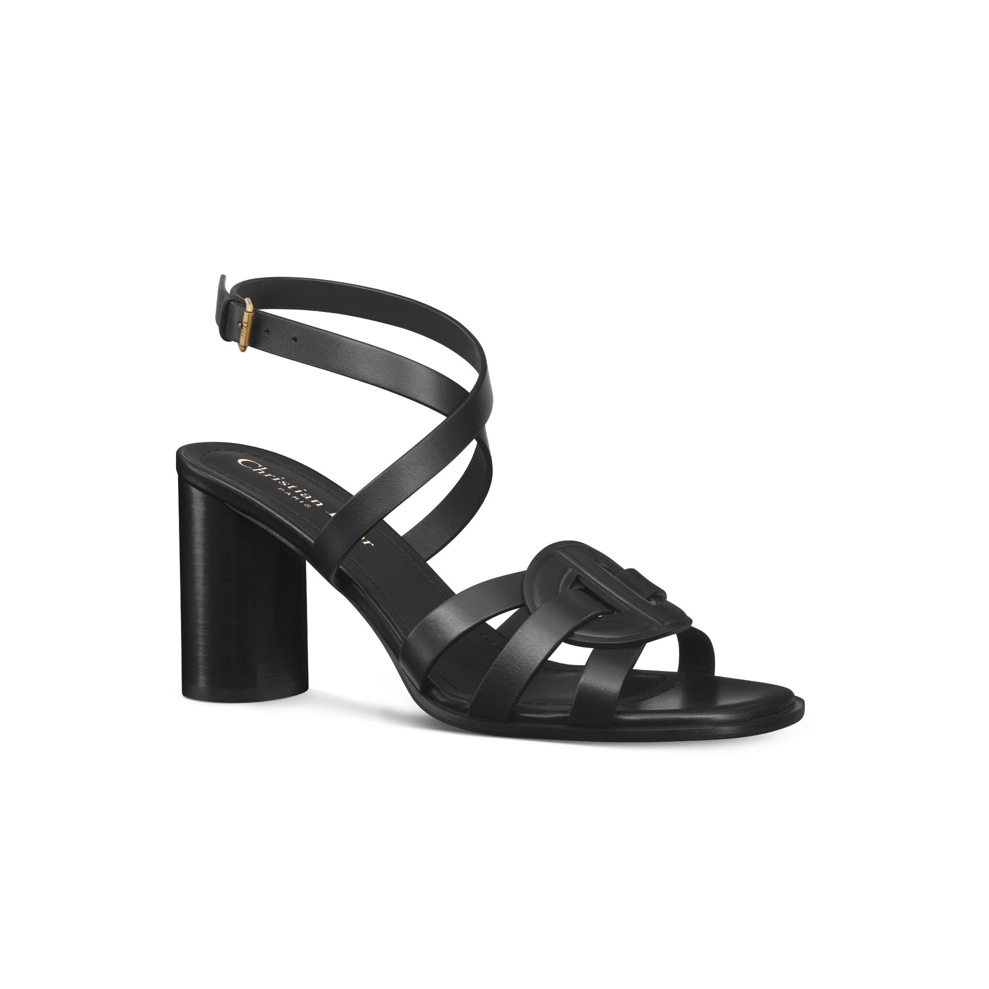 D-Club Heeled Sandal Black Calfskin E03