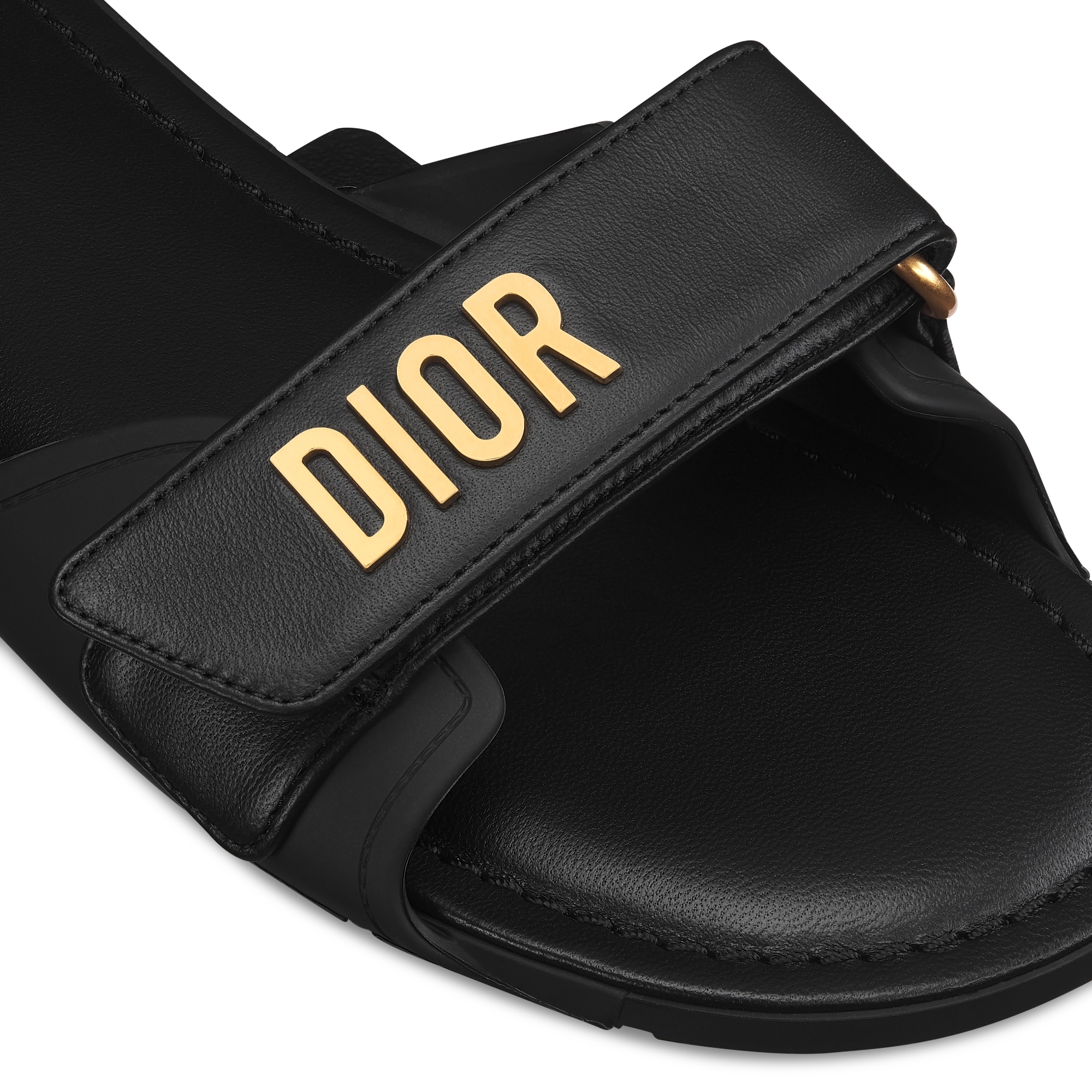 Slide Dioriviera Dioract Pele de cordeiro e borracha pretas E09