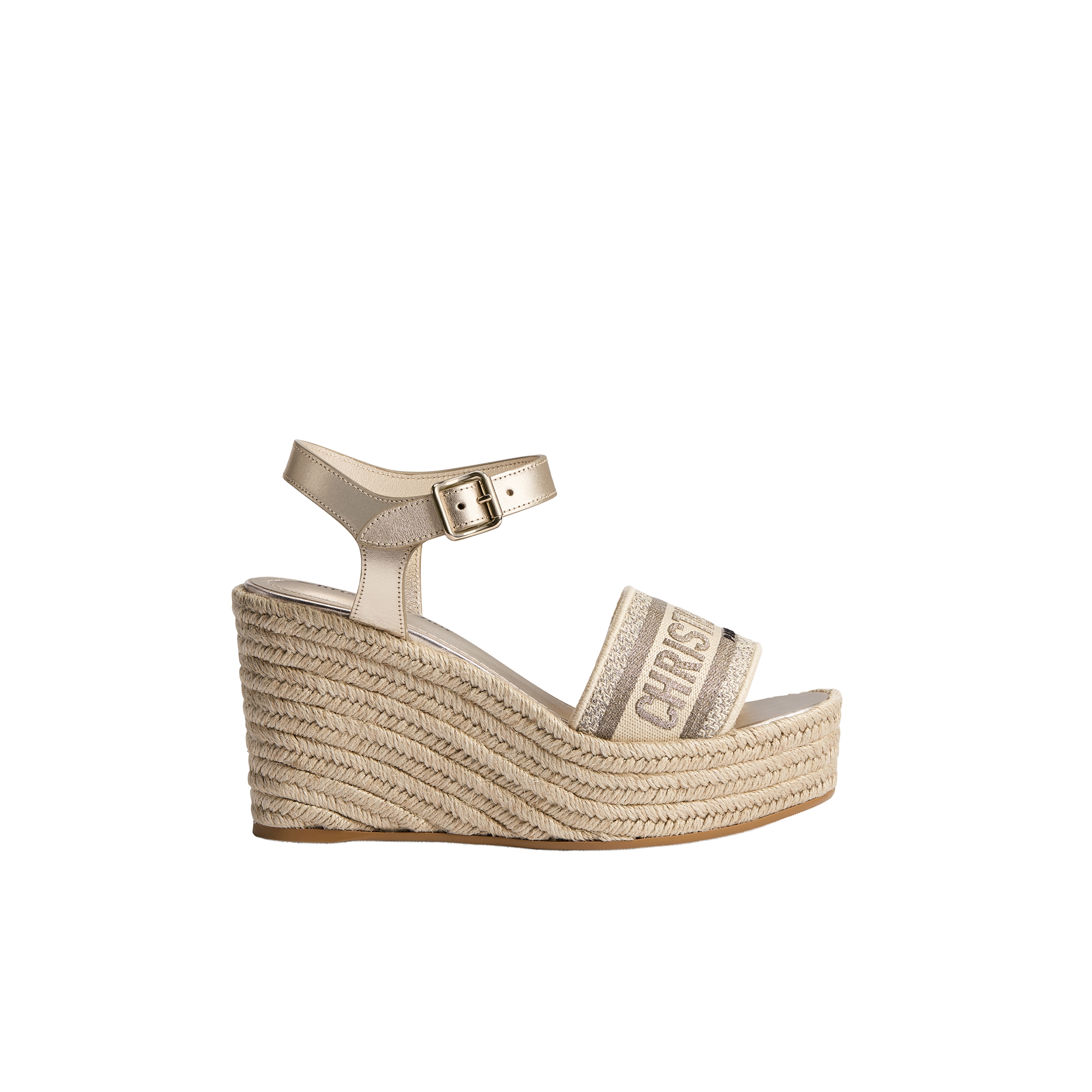 Dior Or Dway Wedge Sandal Laminated Calfskin and Cotton