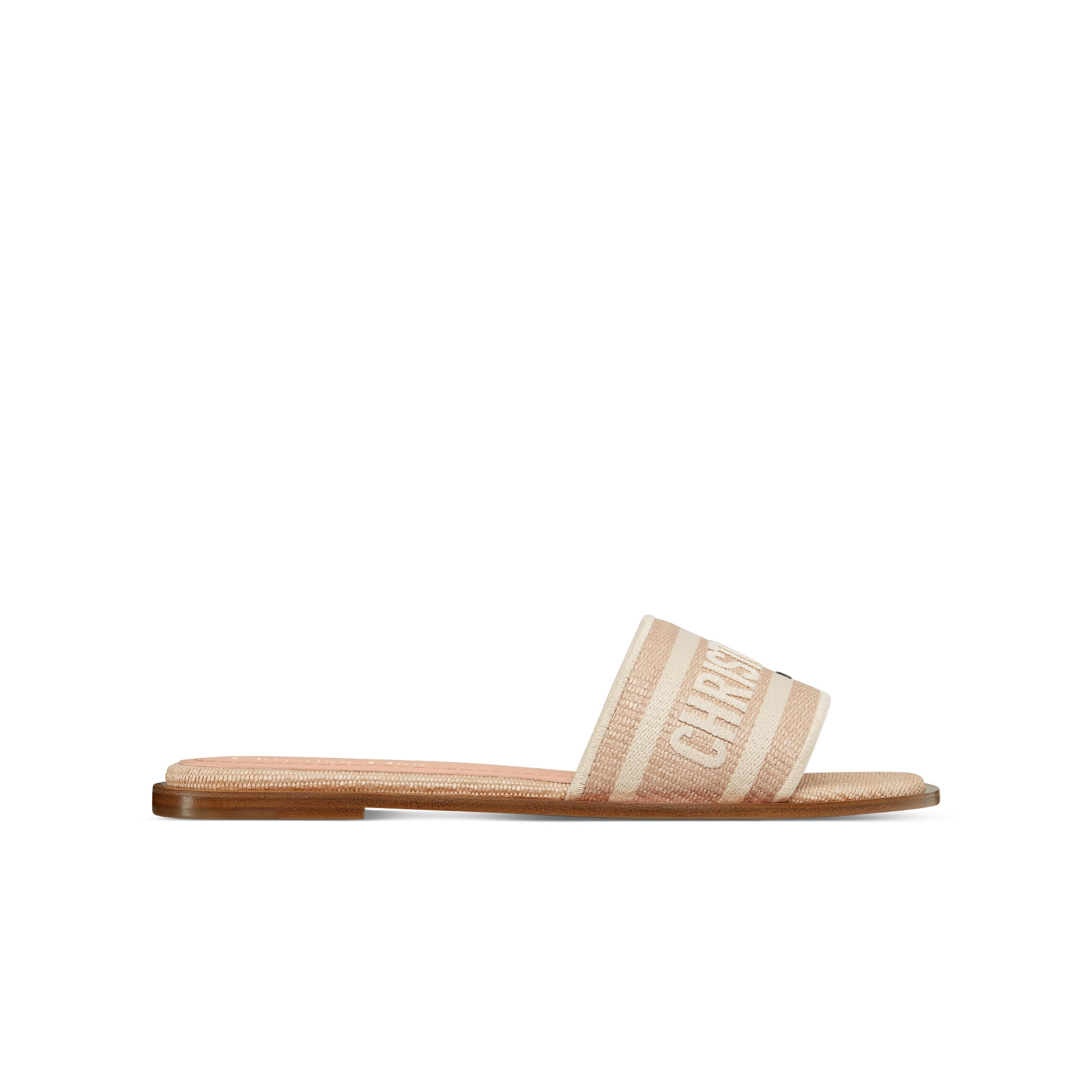 Dioriviera Dway Slide Natural Raffia and White Embroidered Cotton | DIOR
