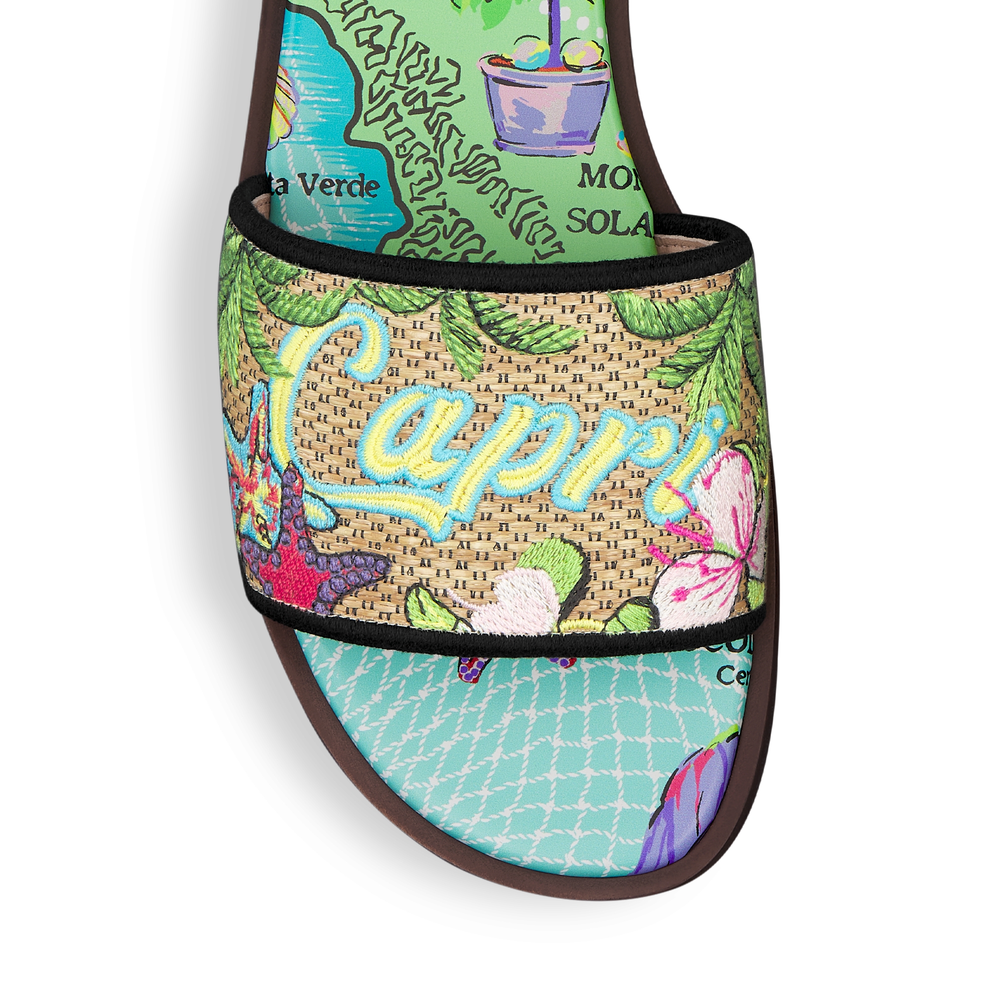 Dior Souvenir Dway Slide Natural Raffia and Multicolor Embroidered ...