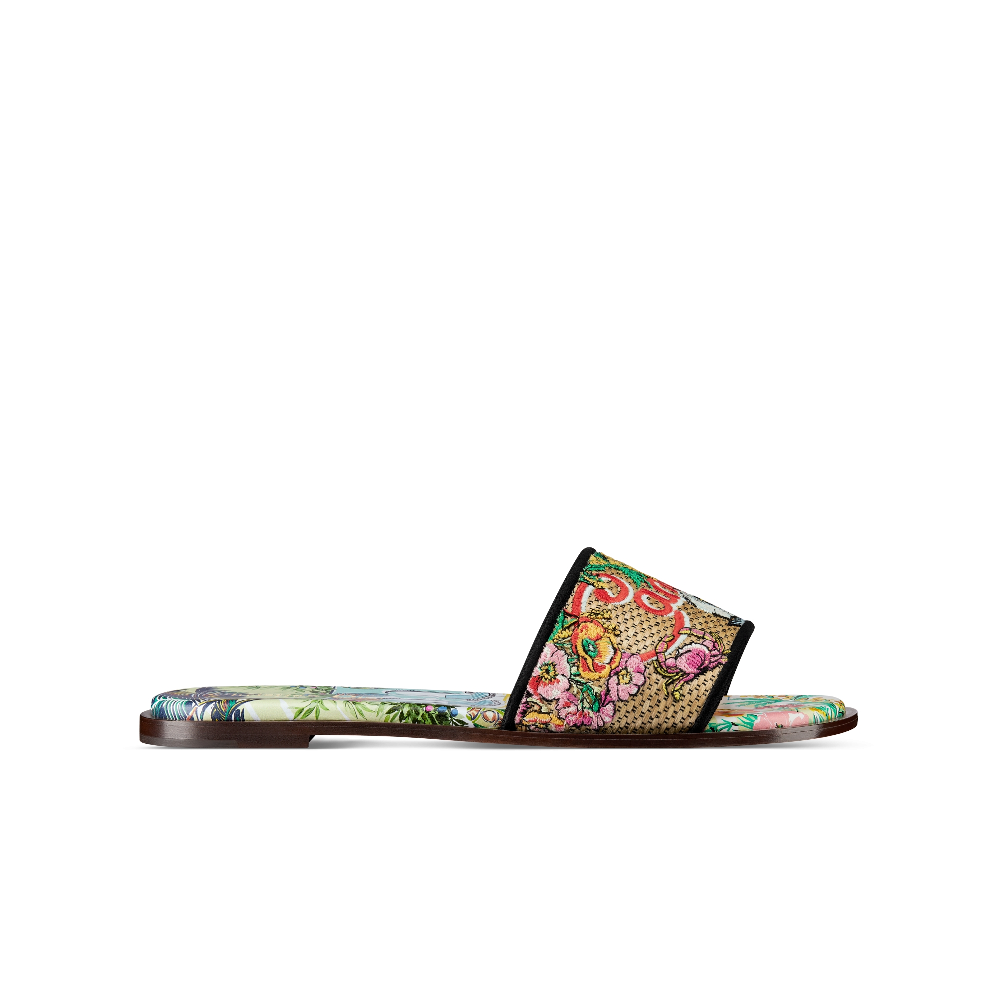 Dior Souvenir Dway Slide Natural Raffia and Multicolor Cannes ...
