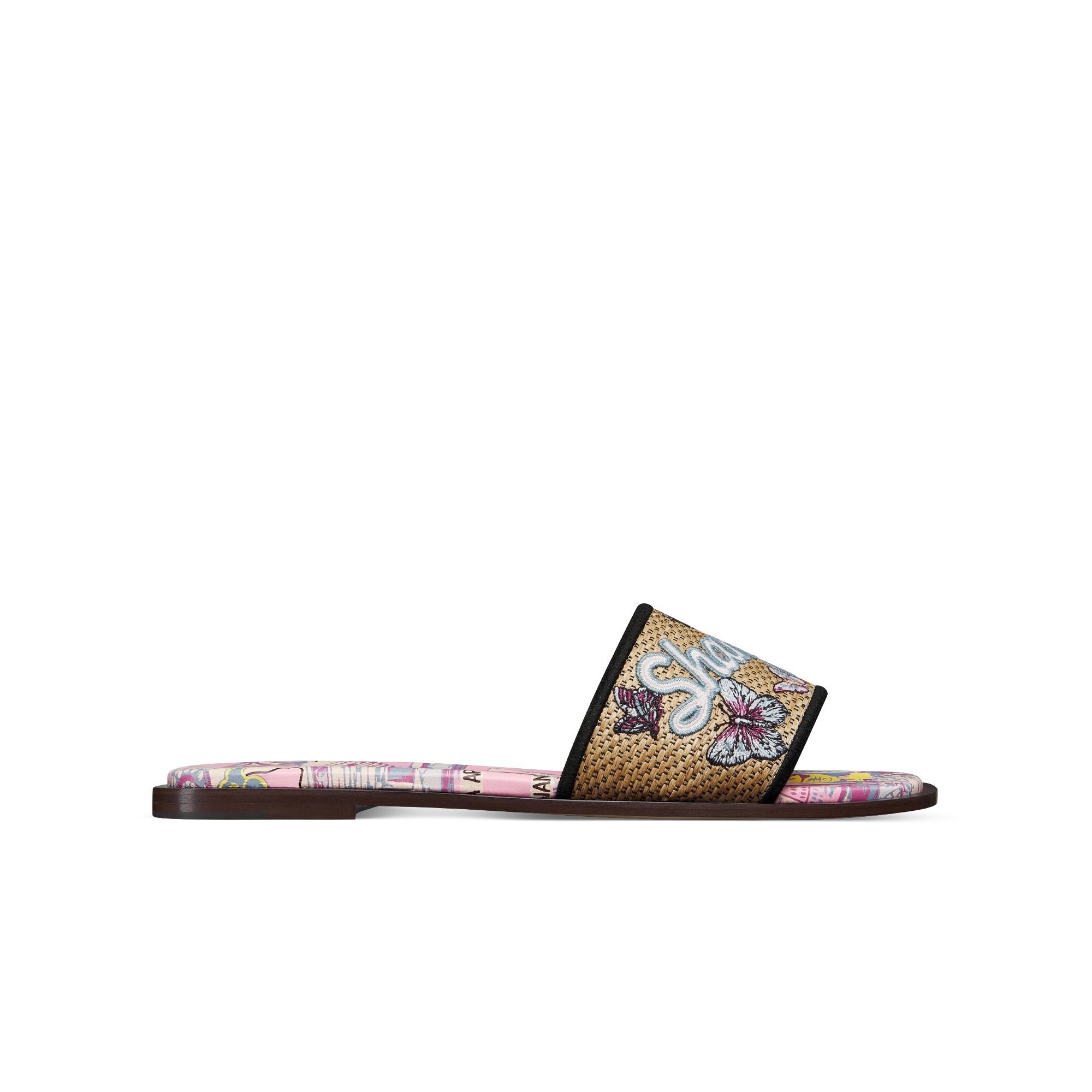 Dior Souvenir Dway Slide Natural Raffia and Multicolor Embroidered ...
