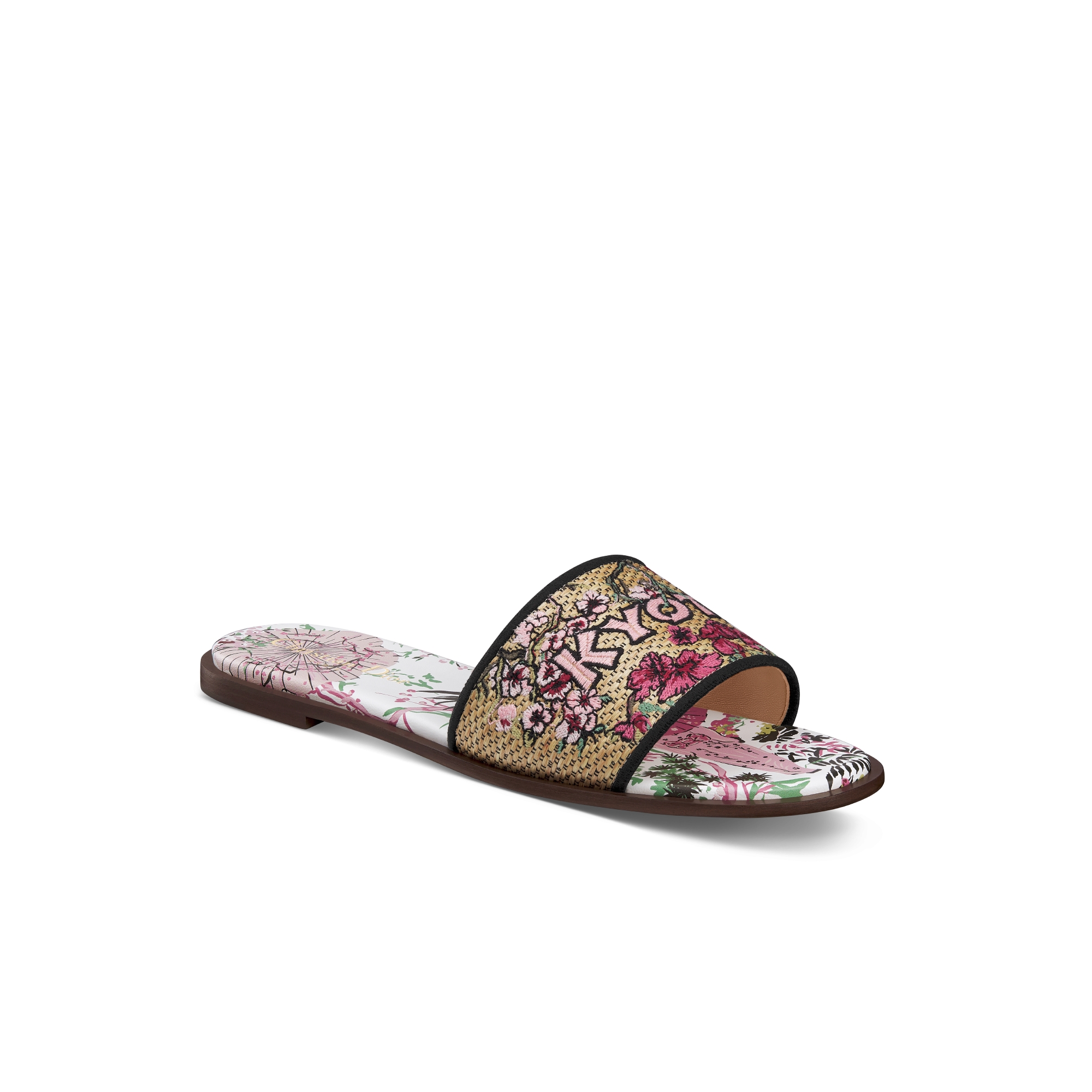 Dior Souvenir Dway Slide Natural Raffia and Multicolor Cannes ...