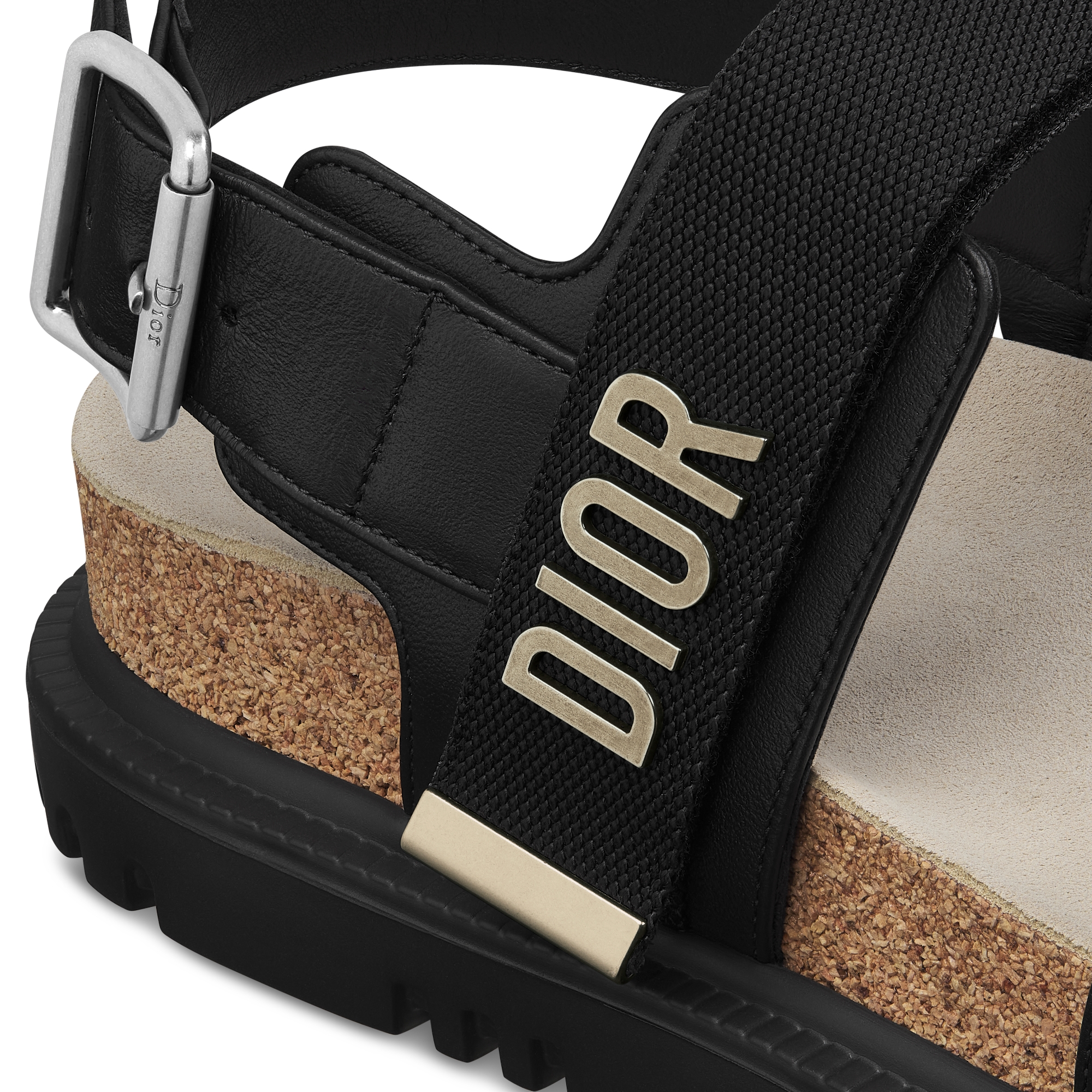 Dioract Sandal Black Lambskin and Technical Fabric E09