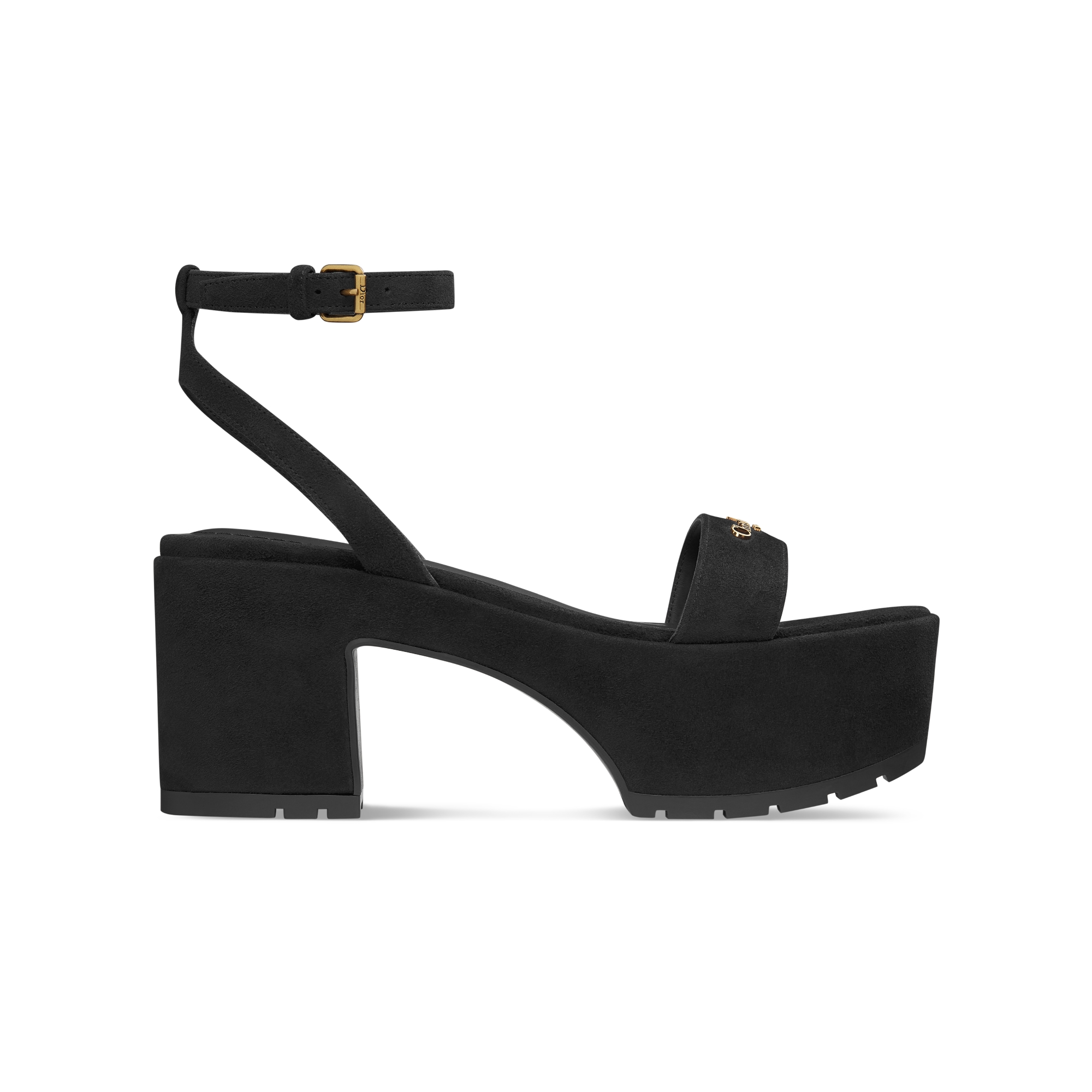 D-Lane Platform Sandal Black Suede Goatskin | DIOR